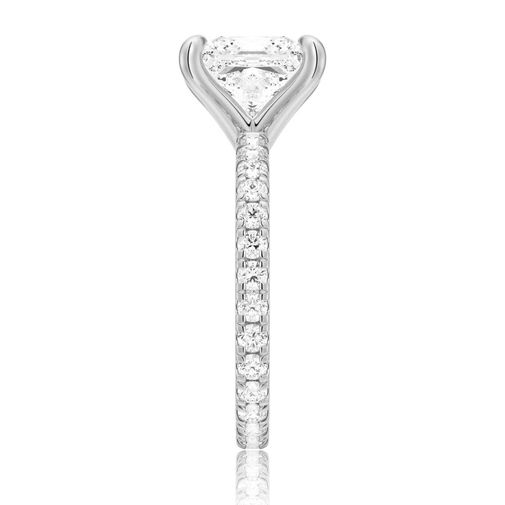 Princess Cut Moissanite Engagement Ring with Eternity Pave Band - Sparkling Wedding Jewelry for Brides, Anniversary Gifts & Romantic Proposals