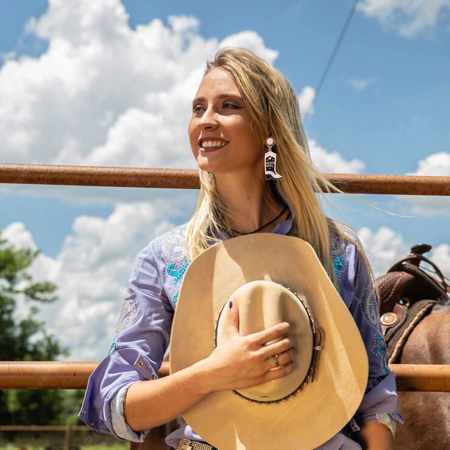 Handmade Beaded Cowboy Boot Earrings for Women - Western Cowgirl Dangle Drop Earrings, Boho Chic Jewelry - Perfect for Bachelorette Parties, Country Concerts & Western Themed Events