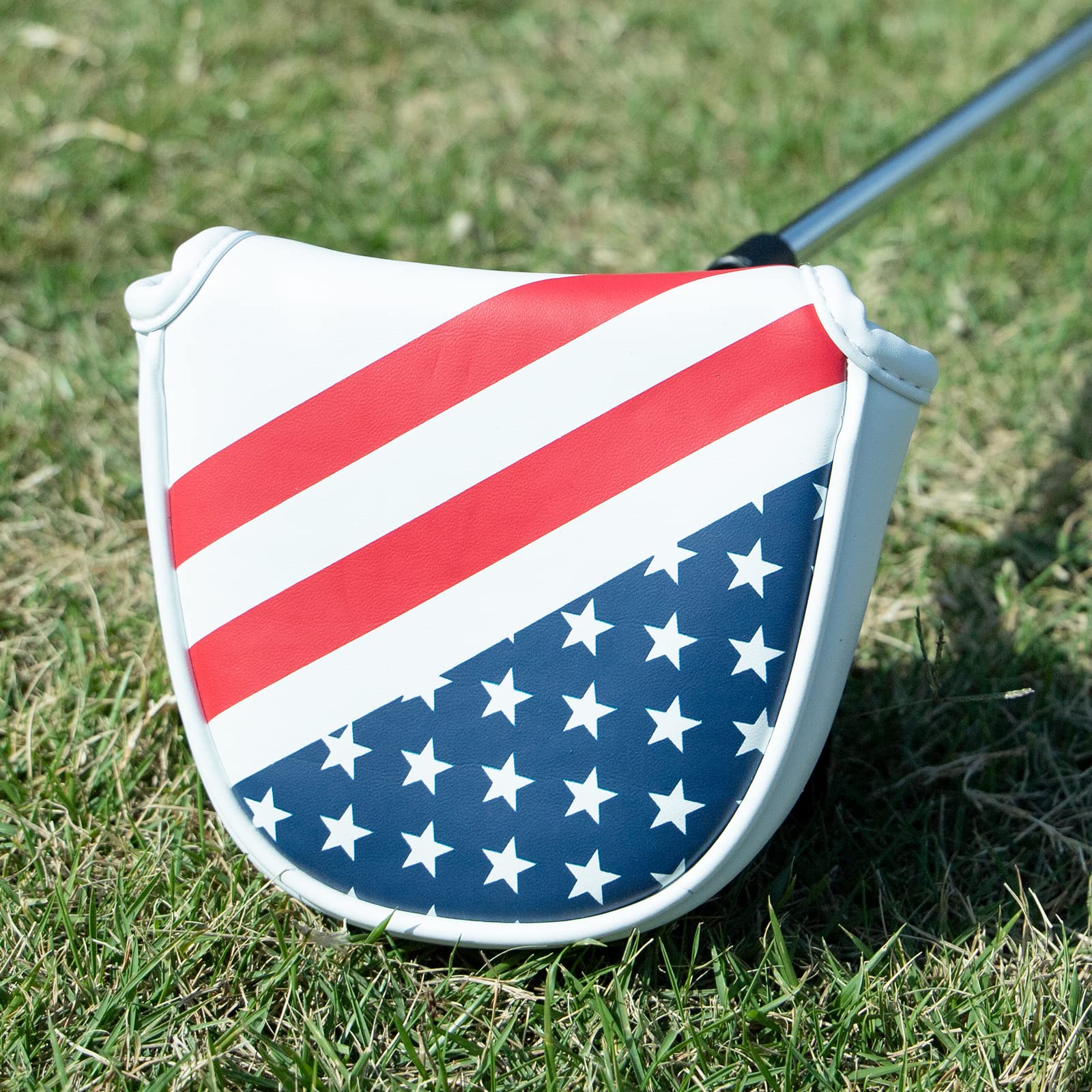 Premium Magnetic Golf Putter Headcover - Synthetic Leather Mallet & Blade Putter Cover with USA Flag Design | Ideal for Golf Club Protection & Style on the Course