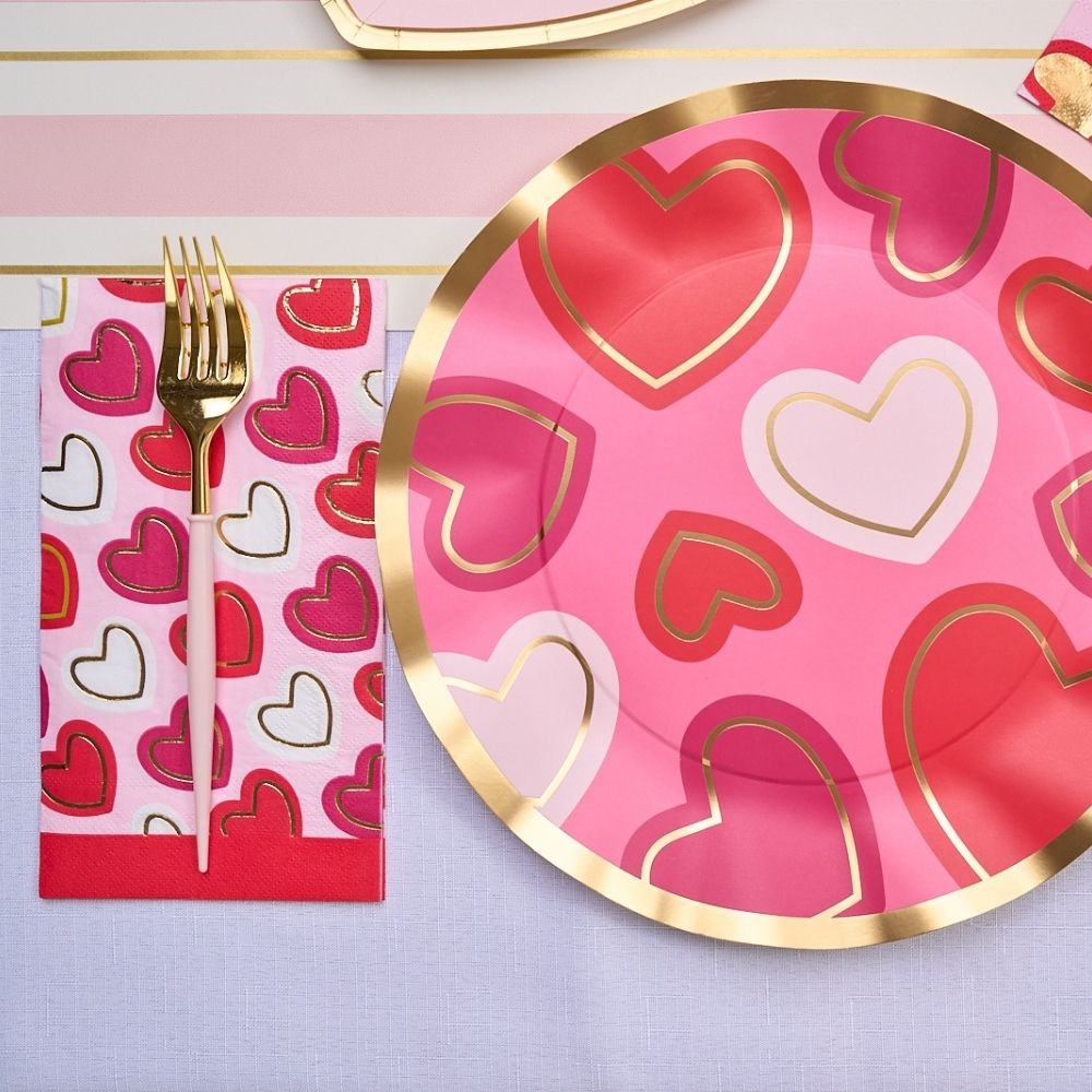 Elegant Wavy Edge Dinner Plates Set of 8 - Romantic Love Notes Design for Dining, Entertaining & Special Occasions