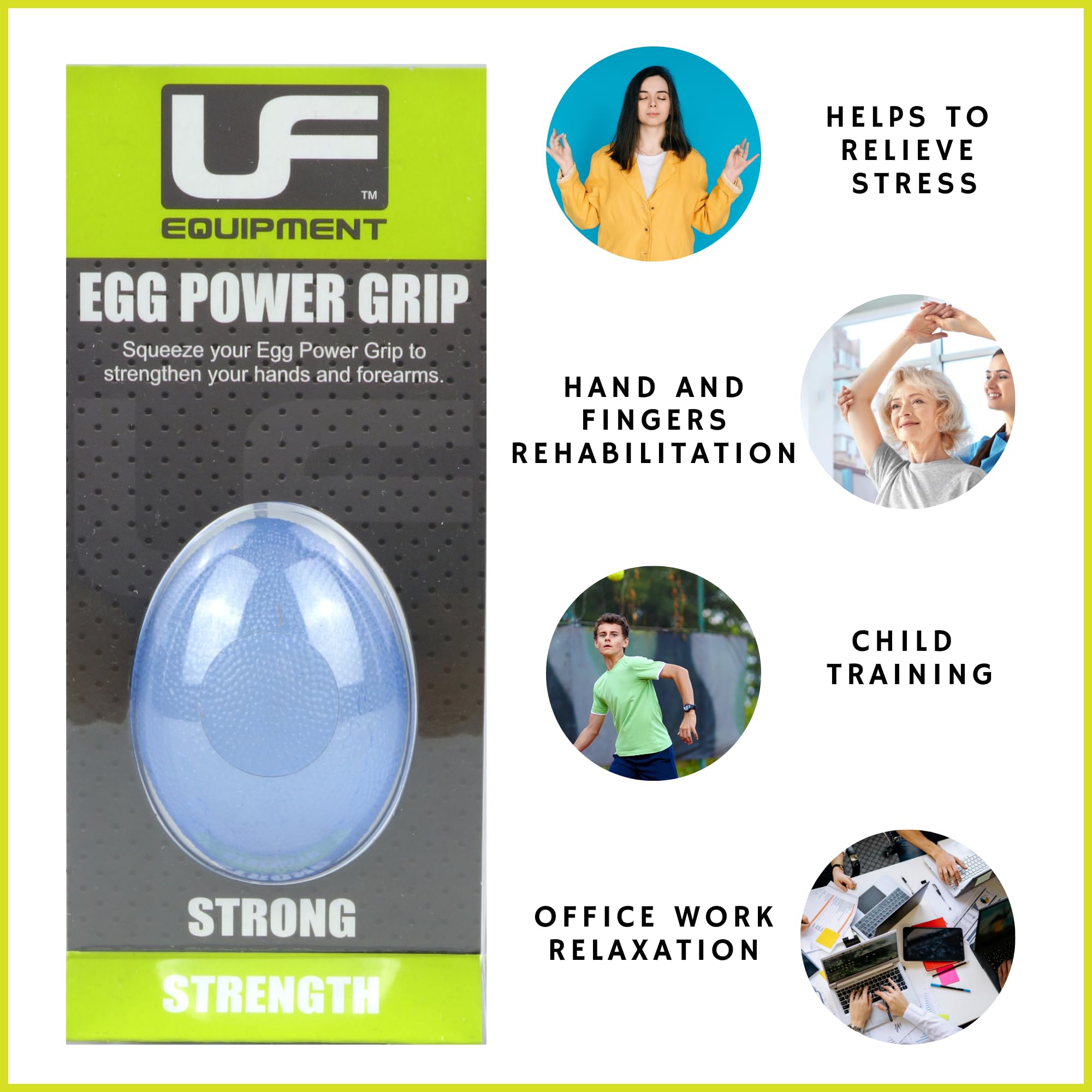 Unisex UFE Egg Power Grip Strength Trainer - Blue | Hand Grip Strengthener for Athletes, Rock Climbers & Physical Therapy