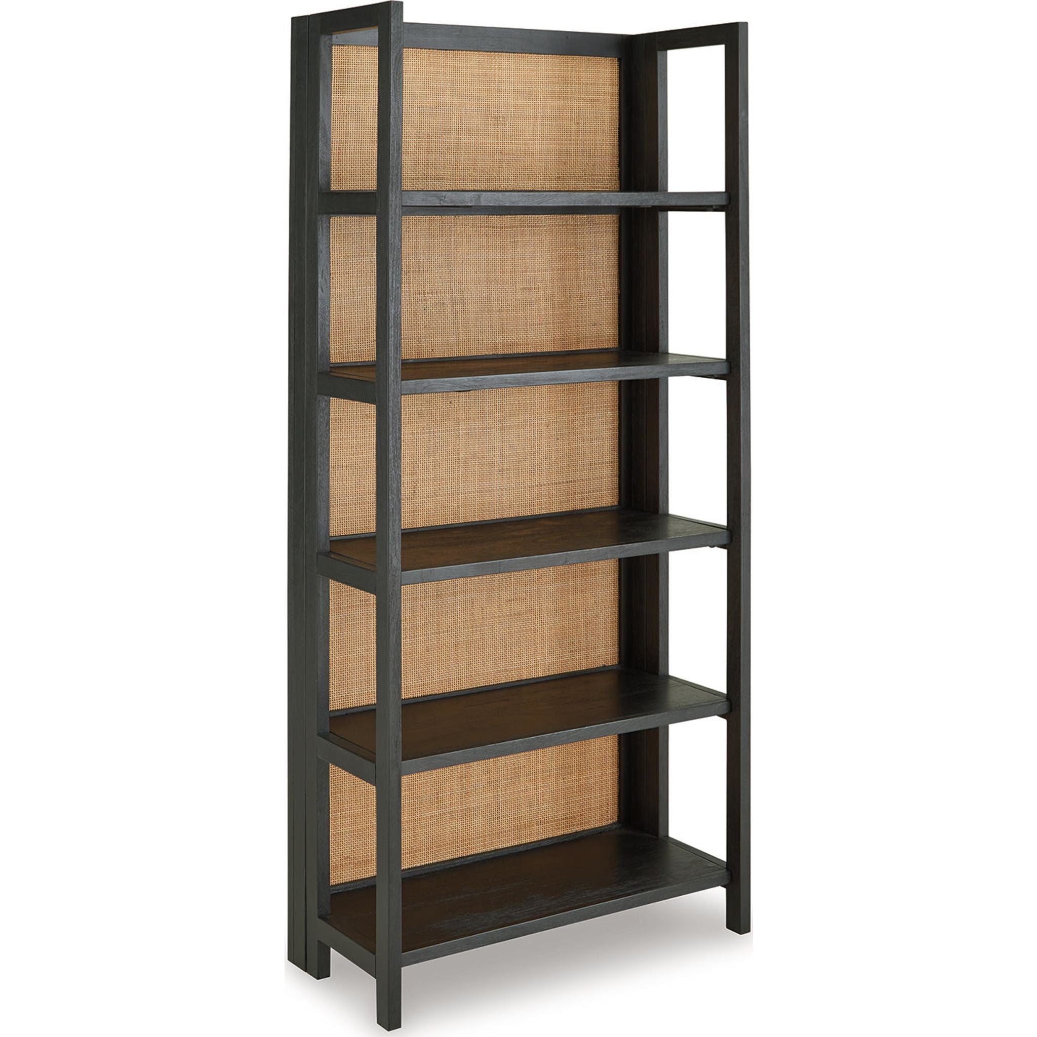 Abyard 5-Shelf Wooden Bookcase - Black/Natural Finish for Home Office, Living Room & Bedroom Storage & Organization