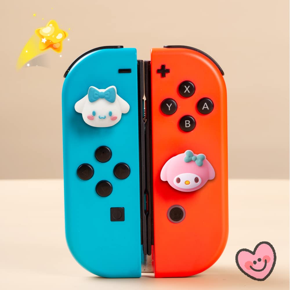 Cute Bunny Joystick Caps for Nintendo Switch Lite/OLED - 4 PCS Thumb Grips Cover for Joycon Controller Accessories - Soft Anti-Slip Analog Stick Buttons - Perfect for Gaming Comfort & Style Enhancement - Great Gift for Gamers