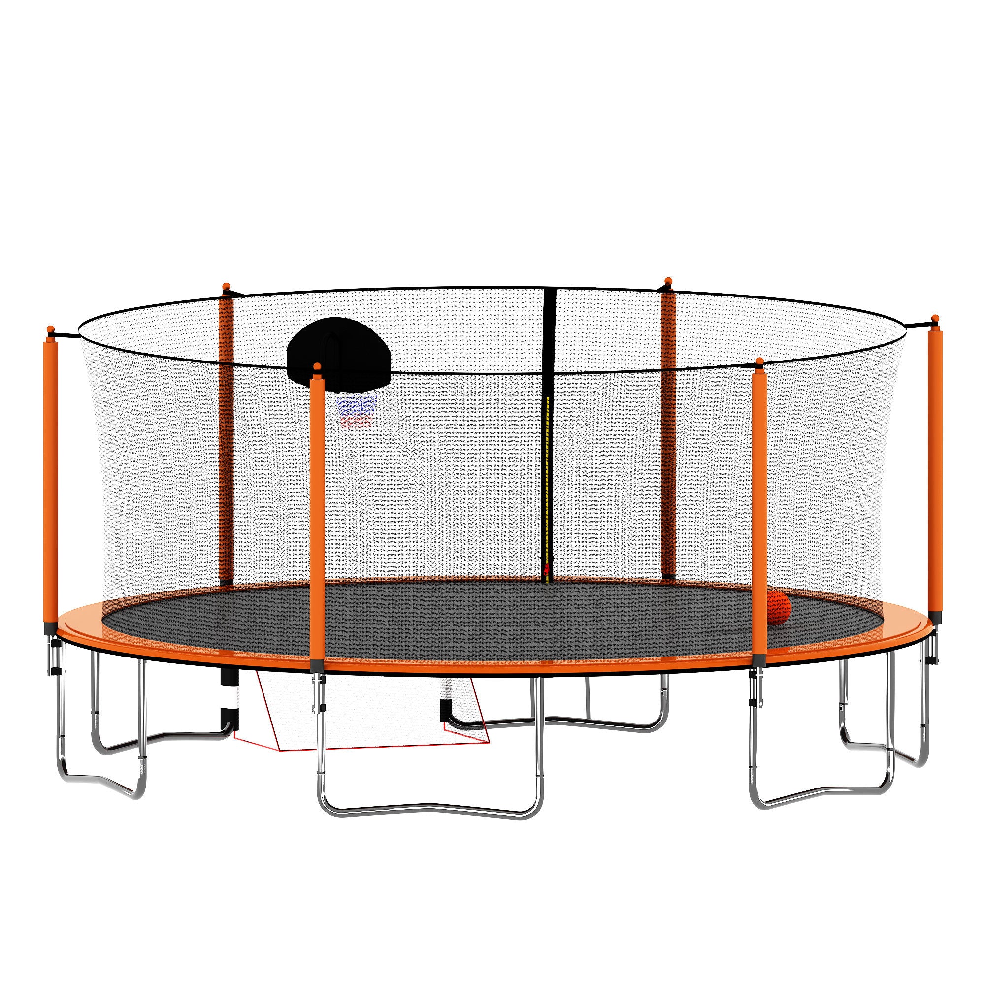 16FT Trampoline with Basketball Hoop, Pump & Ladder - Includes Inner Safety Enclosure & Soccer Goal (Orange) | Perfect for Backyard Fun, Outdoor Exercise & Family Bonding Activities
