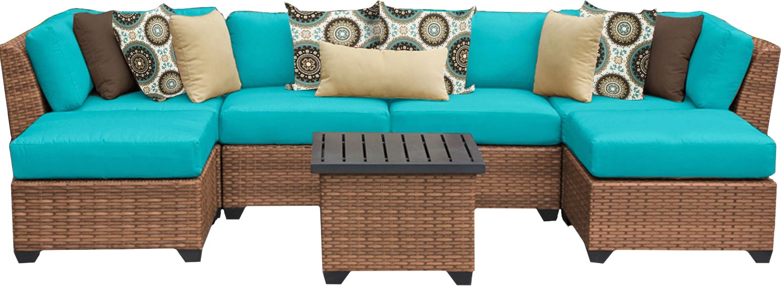 TK Classics 7-Piece Laguna Outdoor Wicker Patio Furniture Set - All-Weather Rattan Sofa Sectional with Coffee Table - Perfect for Backyard, Poolside & Garden Relaxation (Aruba 07a)