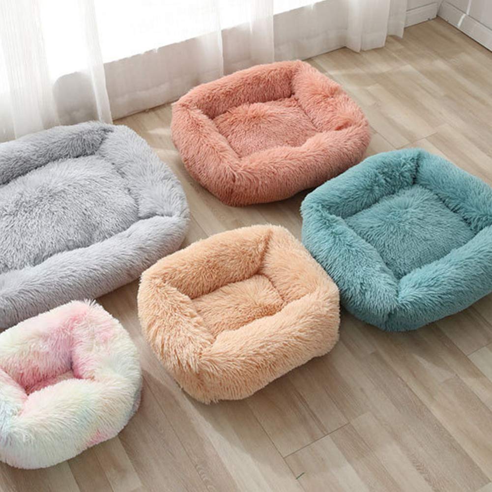 La La Pet® Donut Dog & Cat Bed - Cozy Cave Burrow Bed with Self-Warming Plush Cushion for Calming Sleep - Soft Rainbow Pet Bed for Small & Medium Dogs & Cats - Perfect for Cuddling, Anxiety Relief & Winter Warmth