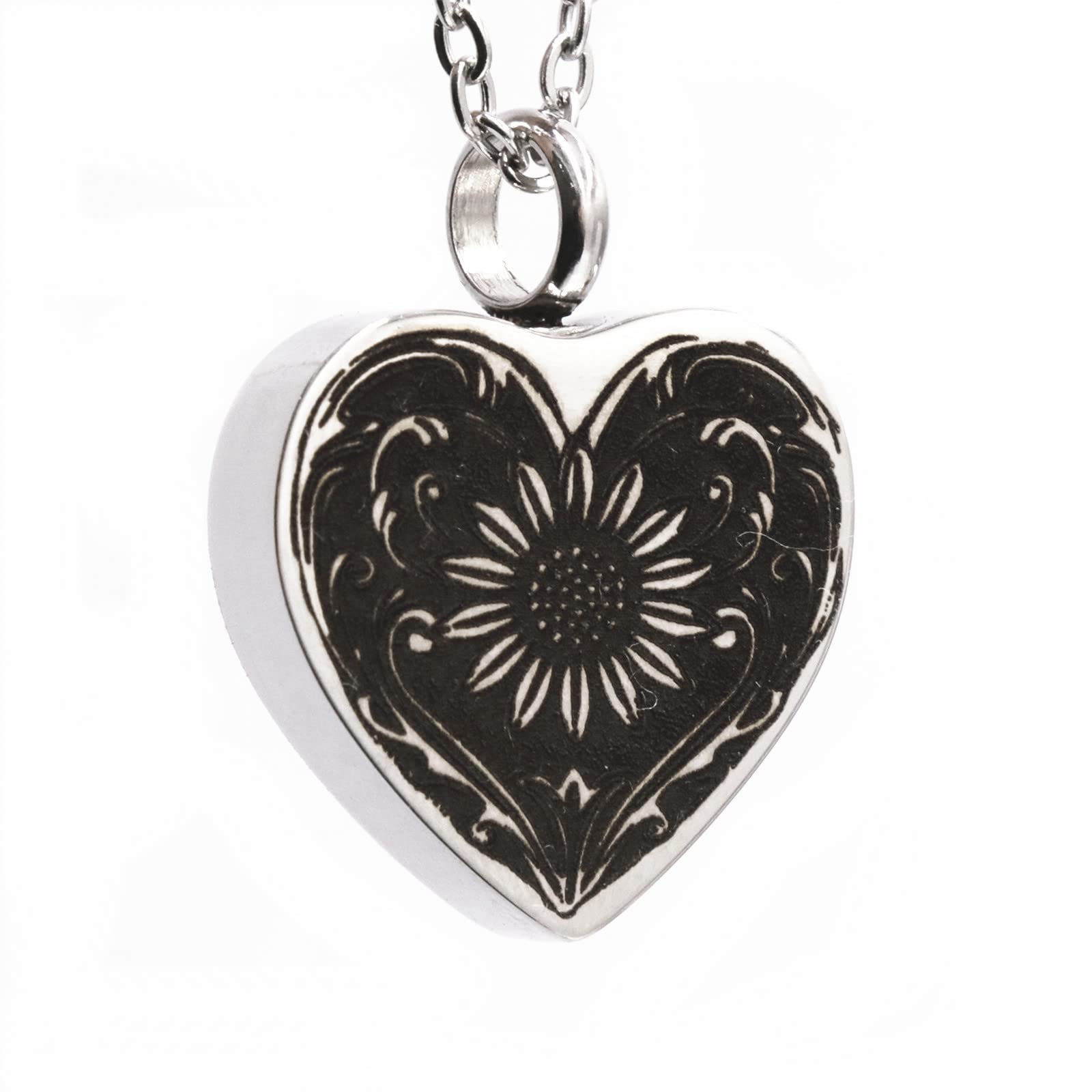 ATOP Sunflower Cremation Memorial Jewelry - Stainless Steel Ashes Keepsake Urn Necklace with Engraved Locket, Waterproof Memorial Pendant for Loved Ones (Includes Tools & Gift Box) - Perfect for Funeral Services, Memorial Ceremonies & Keeping Memories Close