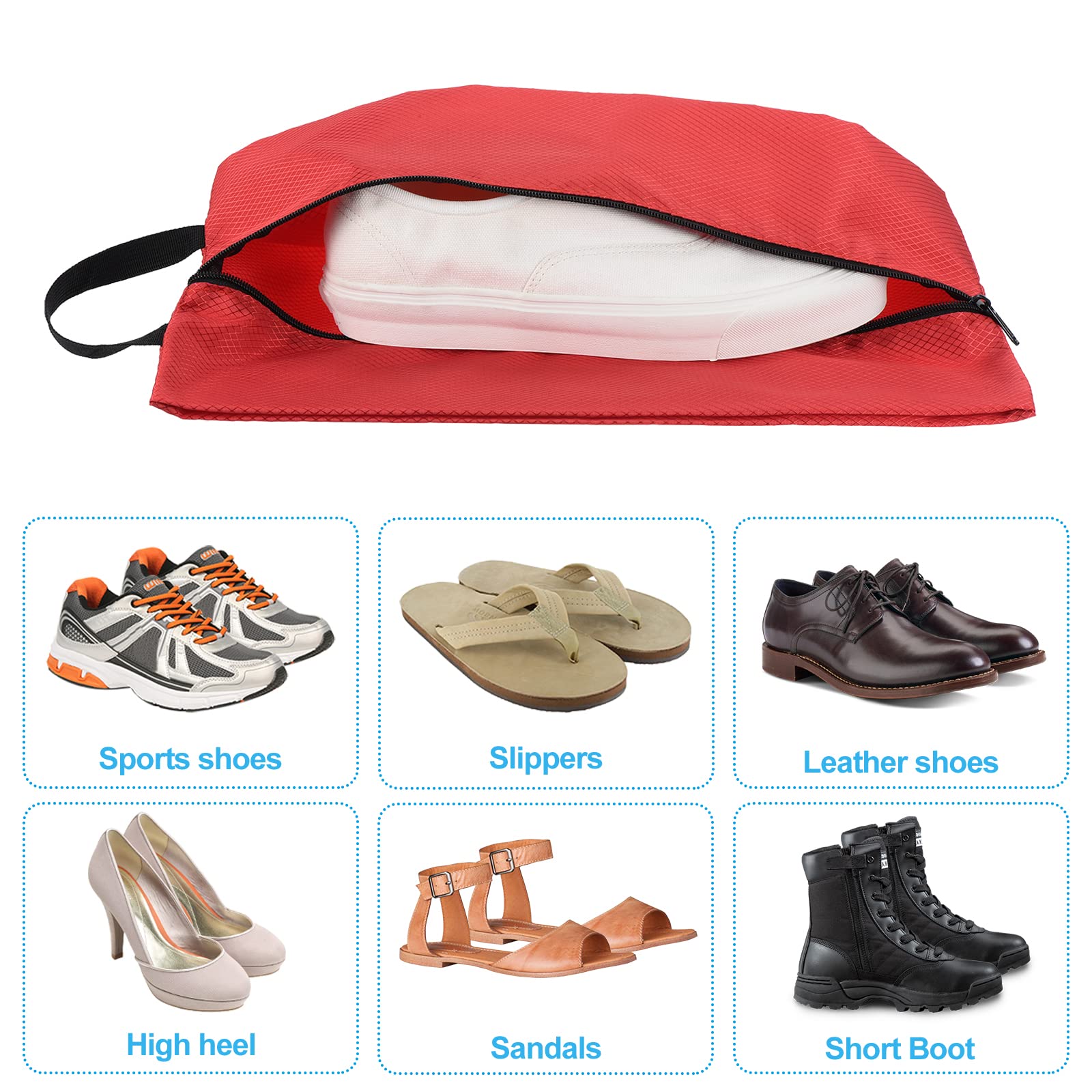 **PATIKIL 3 Pack Waterproof Nylon Shoe Bags for Travel with Zipper - Portable Shoe Storage Organizer for Gym, Outdoor, Sports & Suitcase Packing**