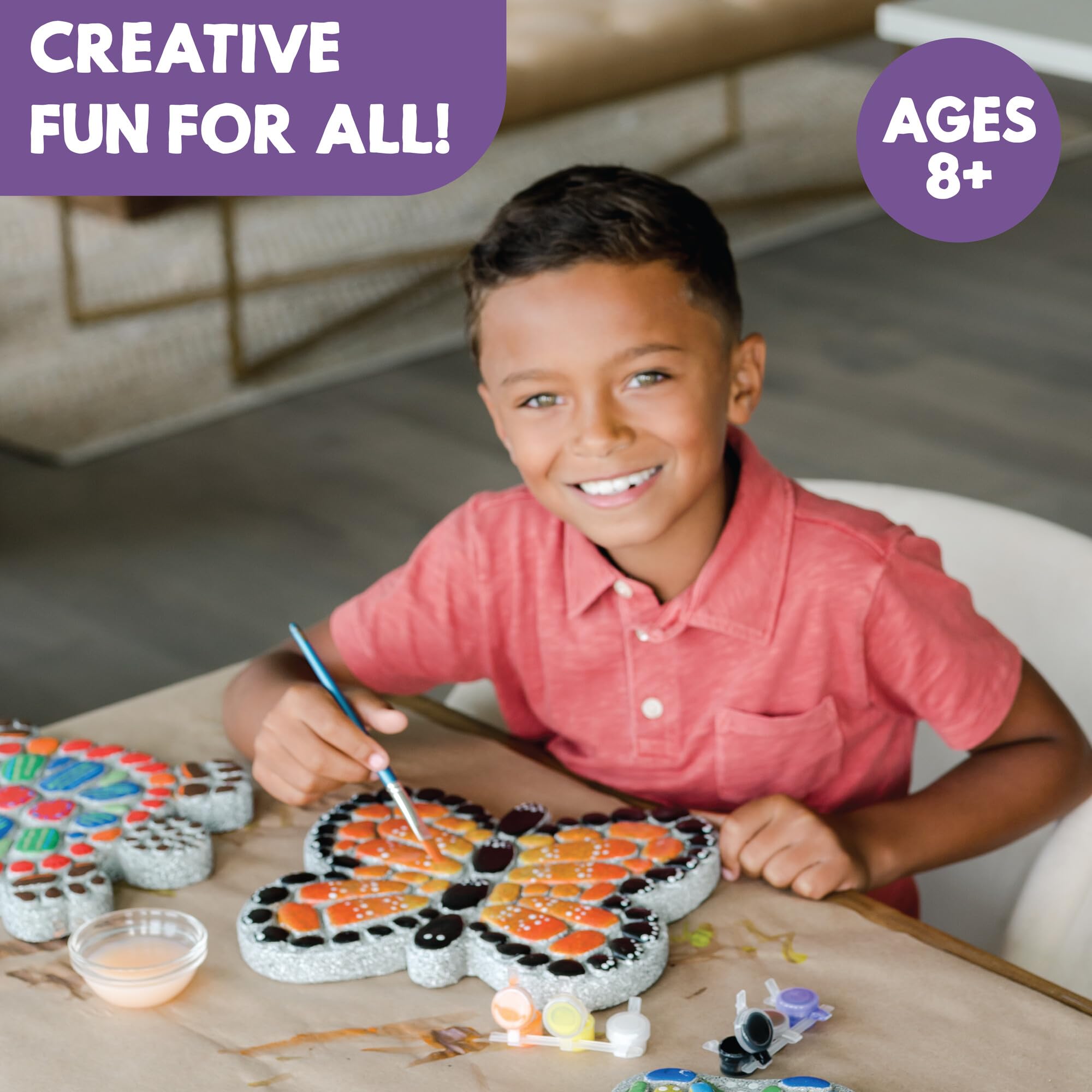 DIY Butterfly Stepping Stone Kit - Paint Your Own Garden Decor for Kids & Adults - Outdoor Walkway, Garden Path, and Yard Decoration