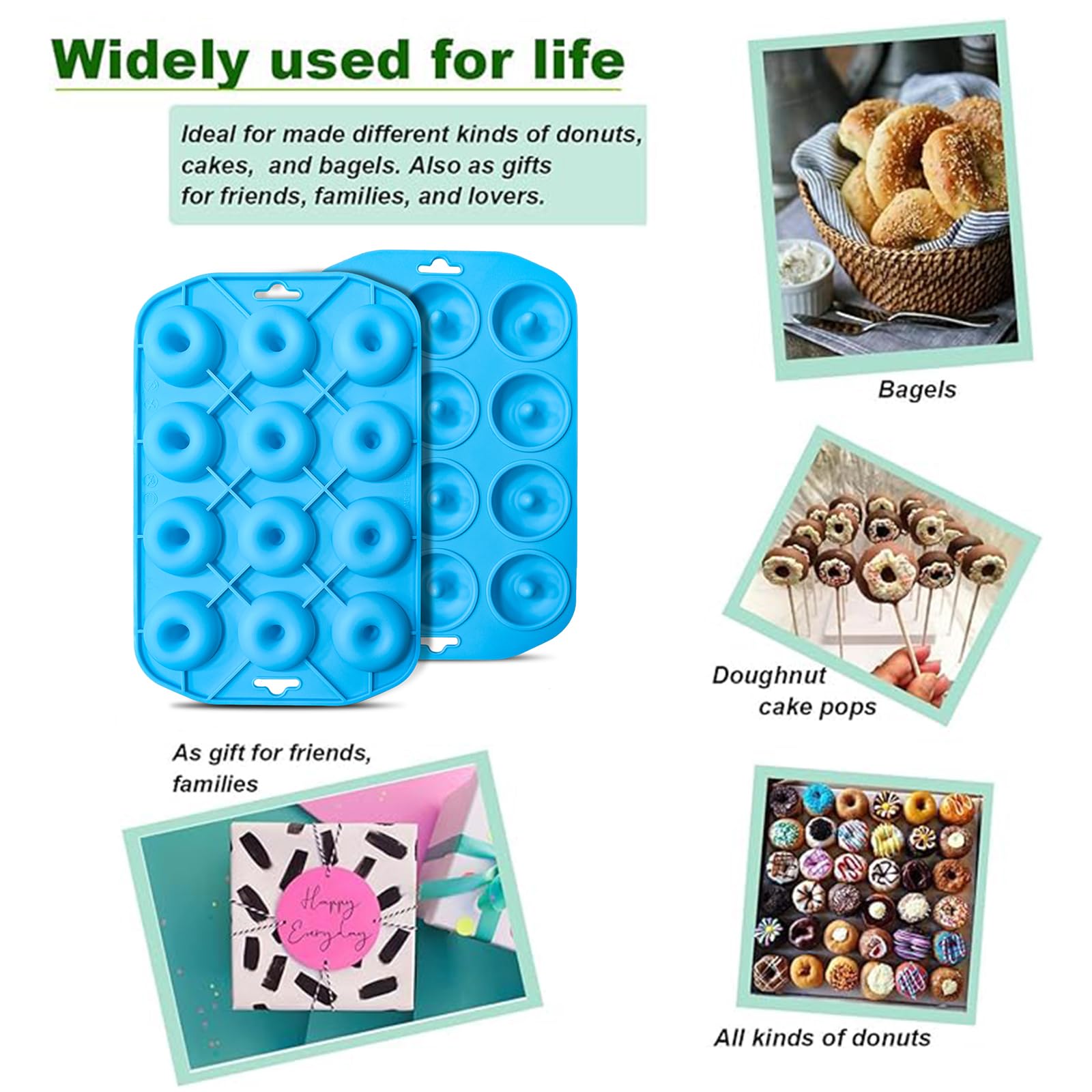 Non-Stick Silicone Donut Pan - Bite Size Mini Donut Molds for Baking, Heat Resistant & Easy Clean - Perfect for Homemade Donuts, Cupcakes & Party Treats - Ideal for Birthday Parties, Brunch & Family Baking Fun
