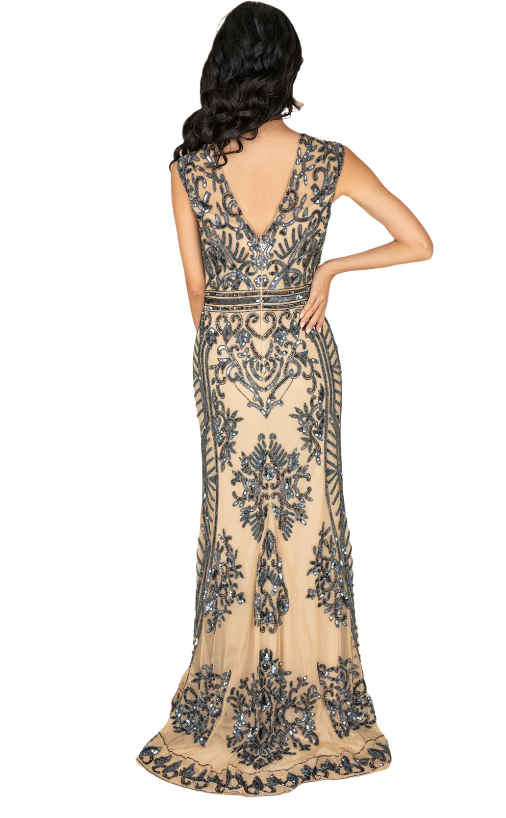 Elegant Women's Sequined Sweep Gown - Sparkling Evening Dress for Prom, Gala & Special Occasions