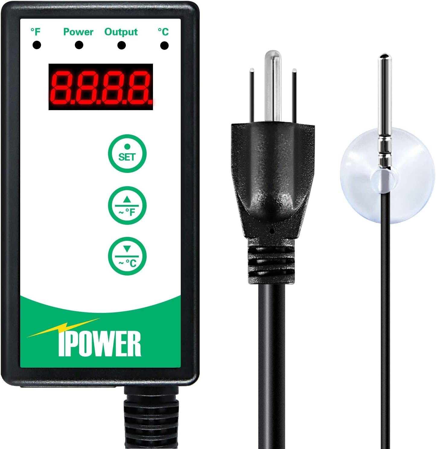 iPower 40-108°F Digital Heat Mat Thermostat Controller for Seedlings, Rooting, Brewing & Home Brewing - Perfect for Hydroponics, Germination & Reptile Terrariums