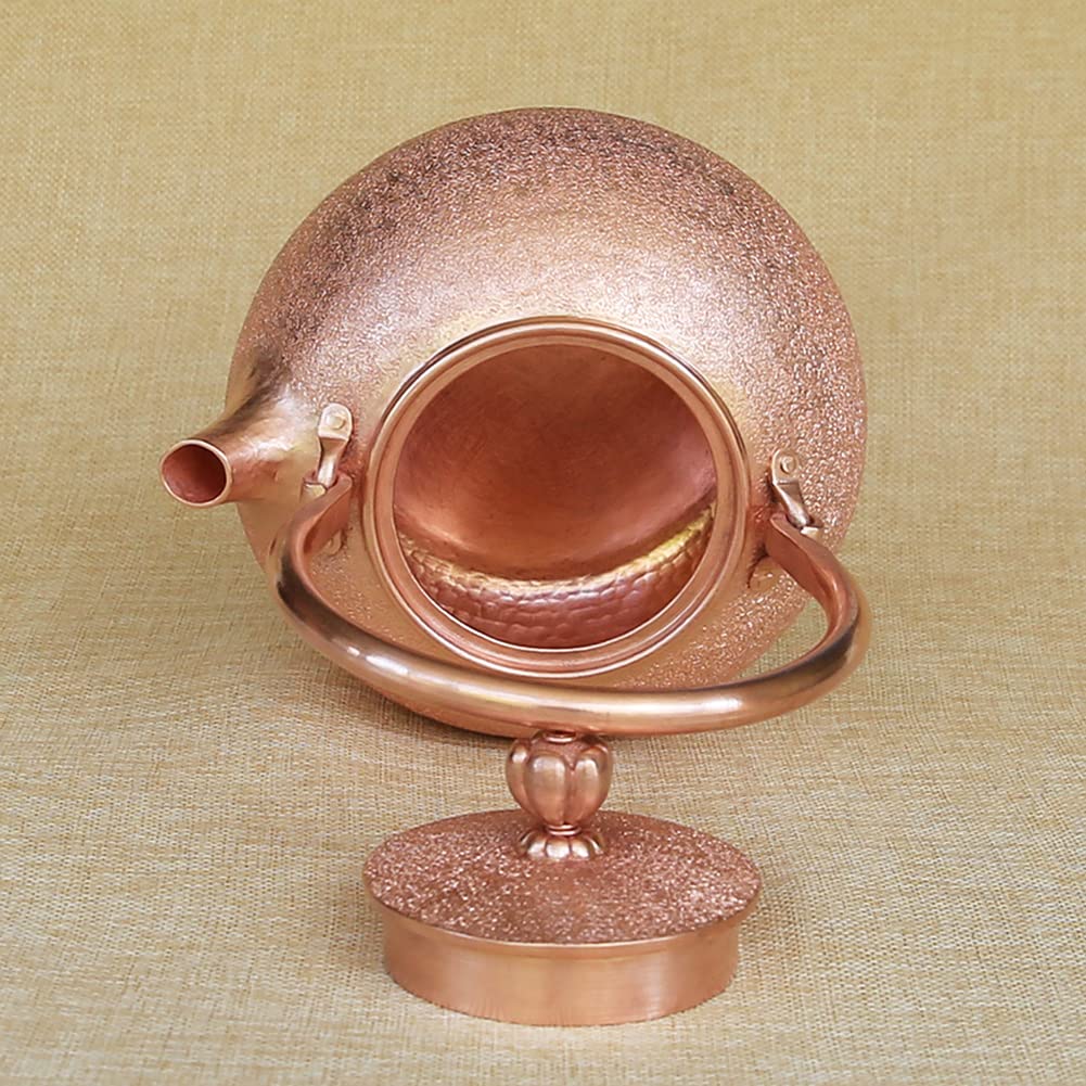Handmade Pure Copper Tea Kettle - Traditional Stovetop Boiling Pot for Tea Brewing & Home Decor - Perfect for Tea Lovers, Gift Giving & Rustic Kitchen Style
