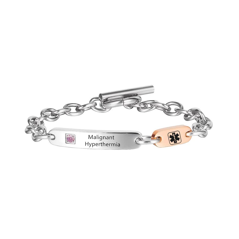 ZKXXJ Medical Alert ID Bracelet for Men & Women - Stainless Steel Link Chain Emergency Identification Bracelet with Customizable Medical Card - Perfect for Seniors, Diabetics, and Allergy Sufferers - Essential Health Safety Jewelry for Daily Wear and Emergency Situations