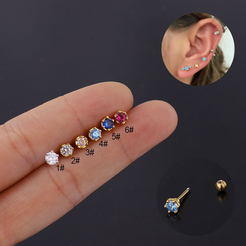 20G CZ Geometric Tragus Stud Earrings for Upper Lobe Piercing - Hypoallergenic Stainless Steel Body Jewelry for Women | Perfect for Daily Wear, Parties & Special Occasions (HSPJ299)