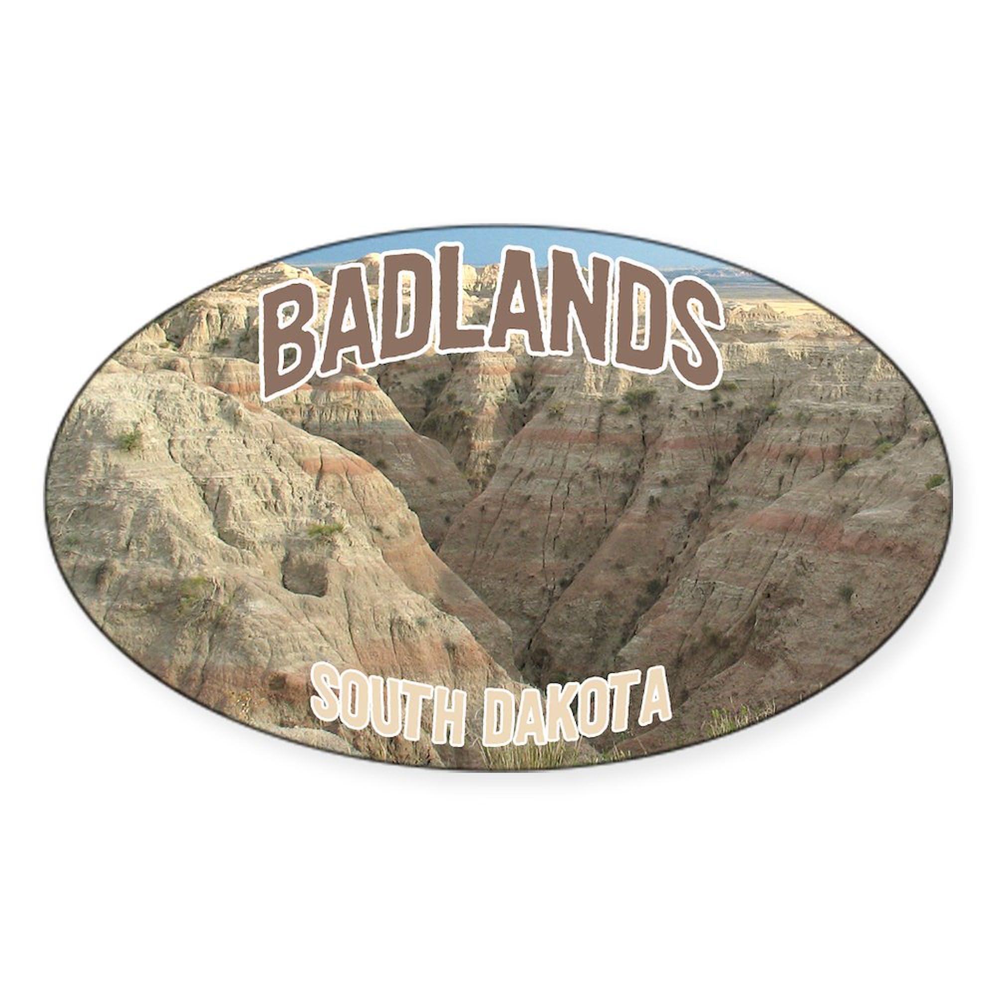 Badlands National Park Oval Sticker - Durable Vinyl Car Bumper Decal for Cars, Laptops & Water Bottles | Perfect for Outdoor Enthusiasts & Travel Lovers