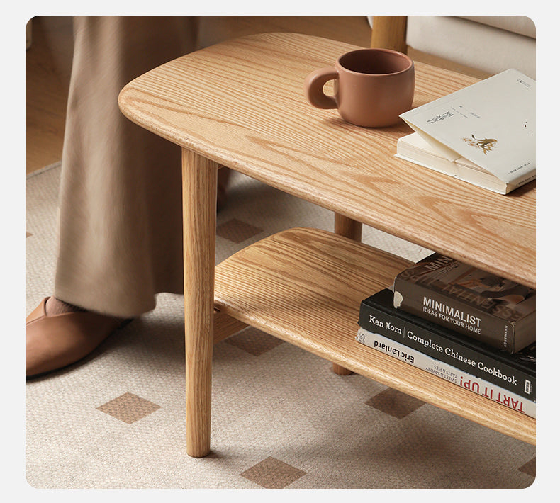 Minimalist Ultra Narrow Coffee Table - Solid Oak & Cherry Wood - Perfect for Small Spaces, Apartments, and Modern Living Rooms