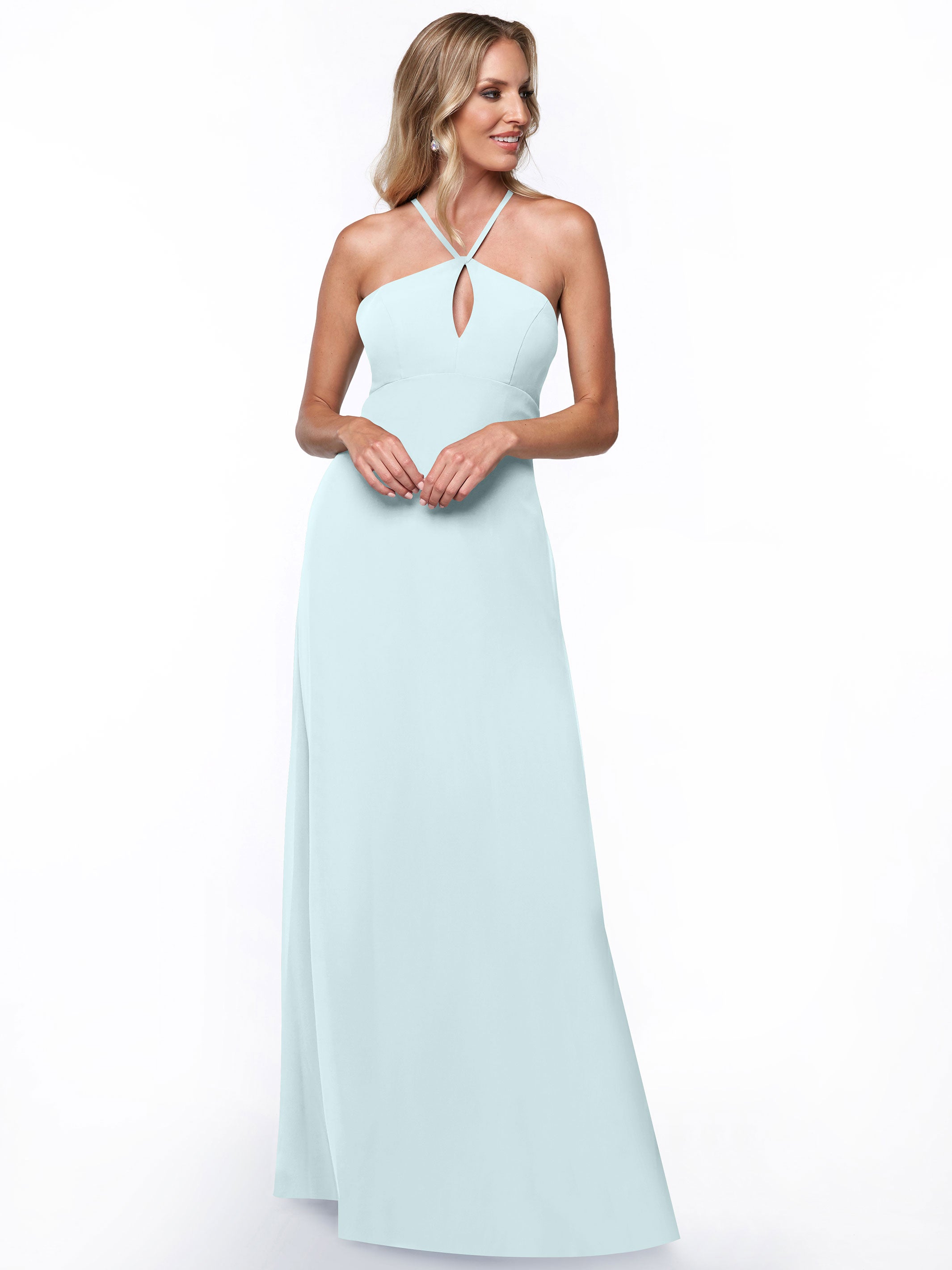 Elegant A-Line Chiffon Bridesmaid Dress with Keyhole Halter Neckline - Perfect for Weddings, Formal Events & Special Occasions