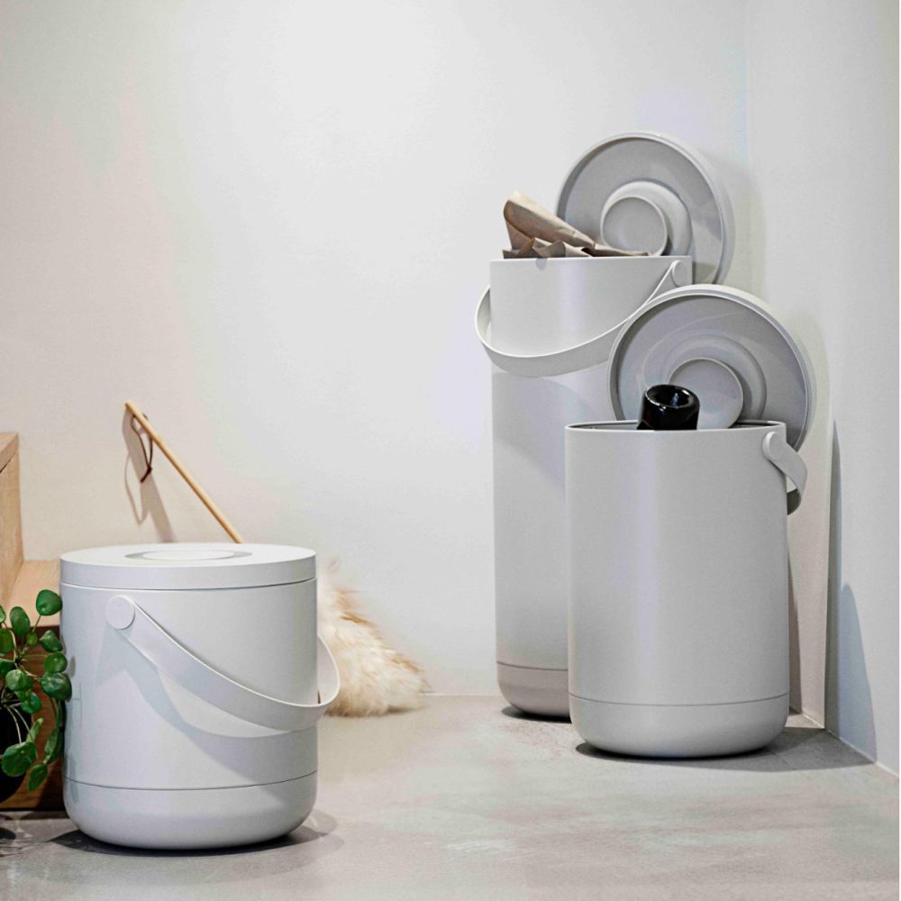 ZONE DENMARK 22L Circular Waste Bin, 44cm Height, Warm Grey - Perfect for Kitchen, Bathroom & Office Recycling