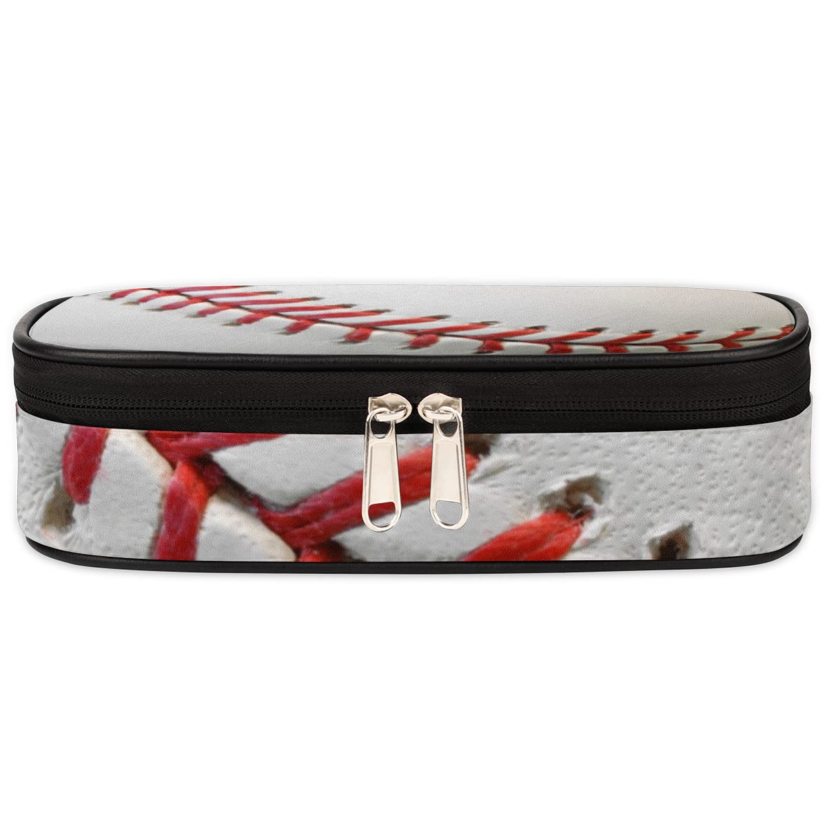 Baseball Print Large Pencil Case with Zipper - School & Office Supplies for Students