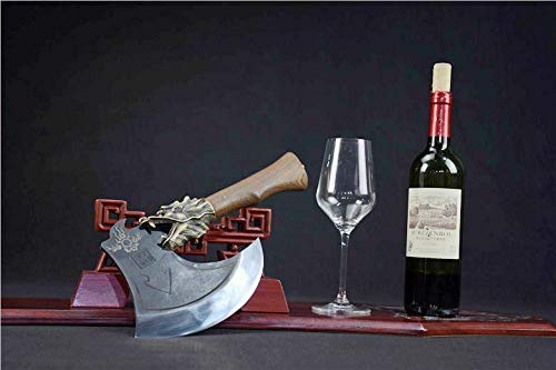 Hand-Forged Manganese Steel Dragon Head Axe - Professional Chef Chopping Knife for Bones & Meat | Durable Sharp Chinese Kitchen Hatchet | Perfect for Home Cooking, Butchering & Outdoor Camping