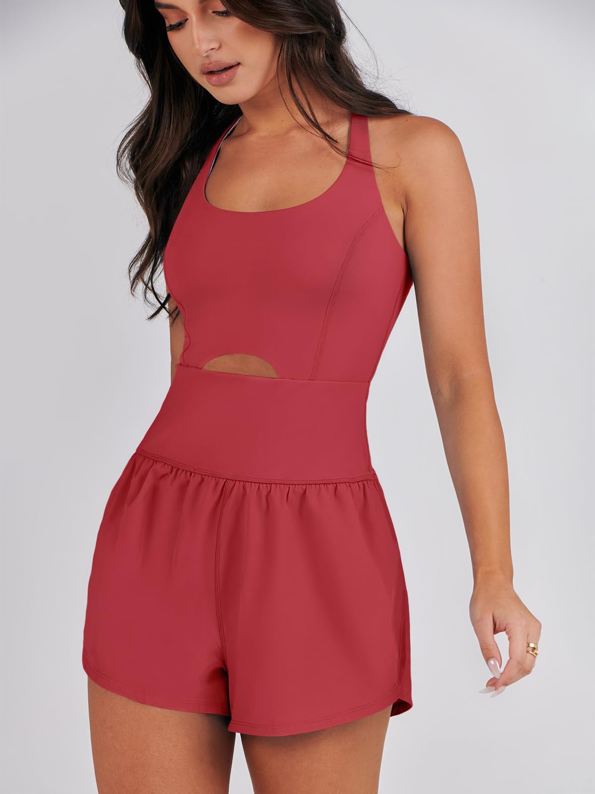 ANRABESS Women's Workout Romper Jumpsuit - Gym, Yoga, Running & Exercise Activewear Set - 2025 Summer Fitness Outfits for Women | Perfect for Yoga Class, Gym Session & Outdoor Workouts