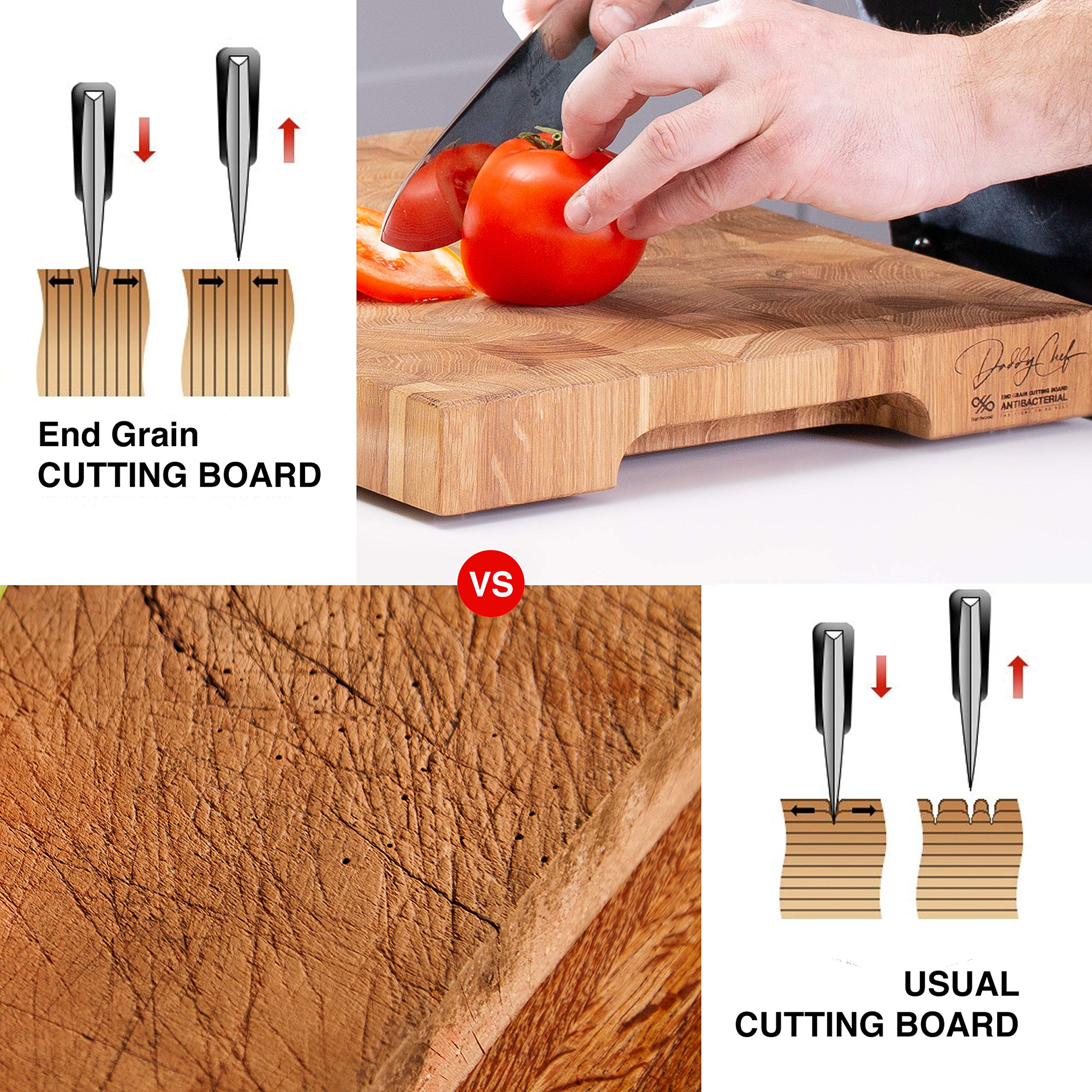 Premium End Grain Wood Cutting Board 16x12x1.5 Inch - Heavy Duty Butcher Block Chopping Board for Kitchen - Perfect for Meat, Vegetables, Fruits & Bread Preparation