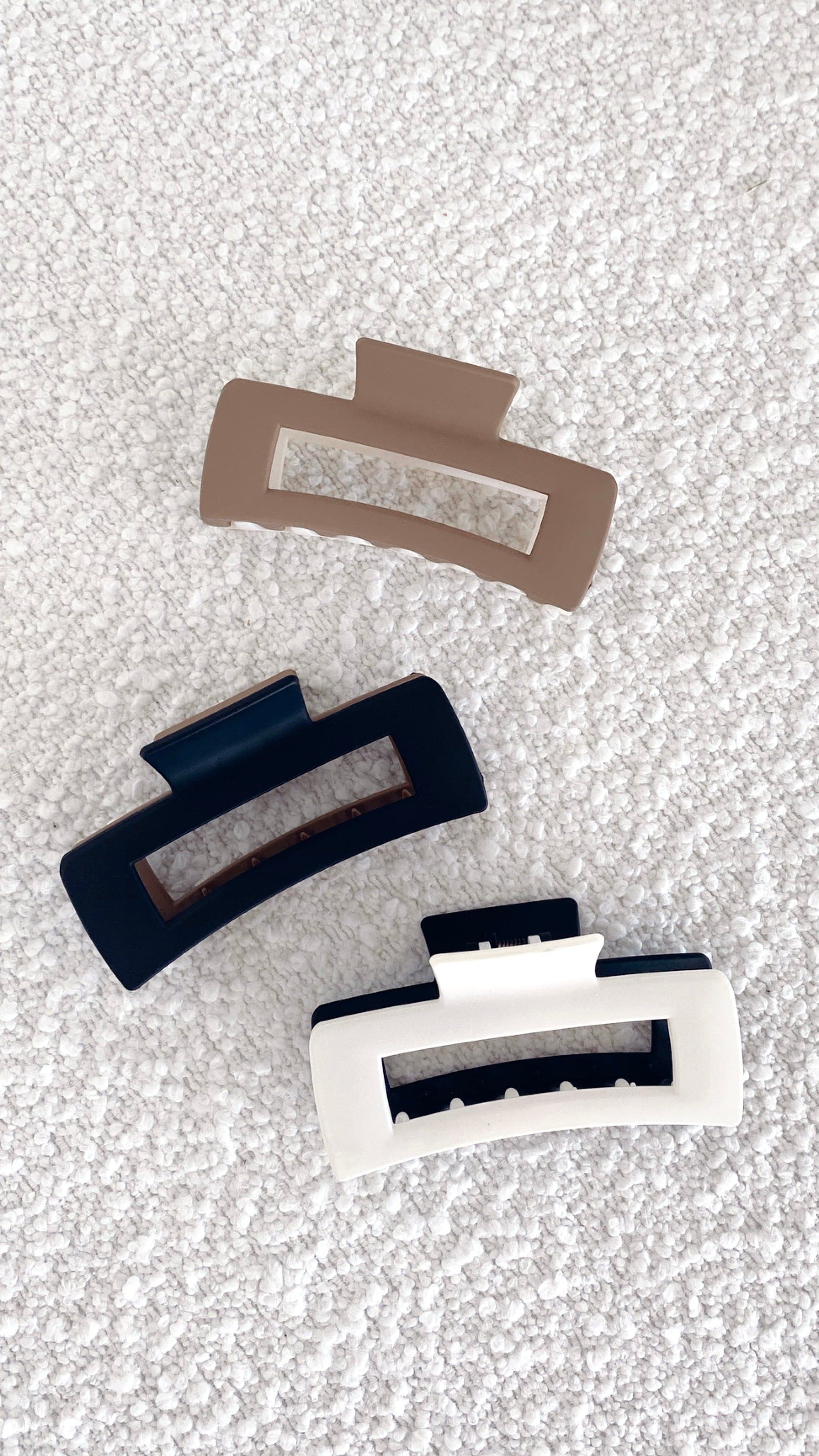 Lily Two Tone Rectangle Hair Clip - Black and White Hair Accessory for Women & Girls - Perfect for School, Work, and Everyday Styling