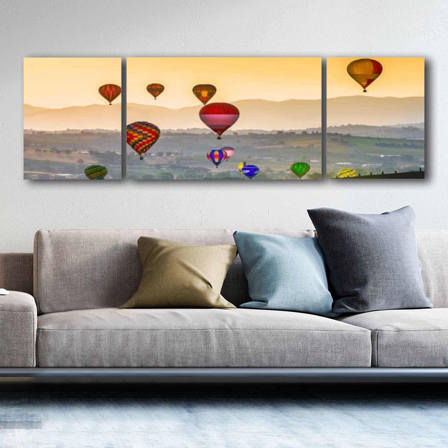 Premium Framed Giclee Canvas Print - Hot Air Balloons at Dawn Wall Art (63