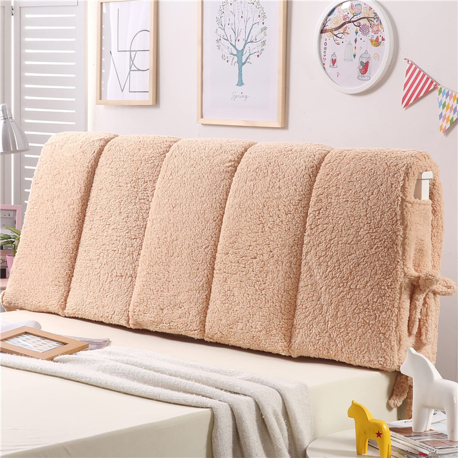 YAUKET Queen Size Headboard Cover - Dustproof Bed Head Protector Slipcover for Bedroom, 59 Inch (1.5m) Sponge Backrest with Lumbar Support - Perfect for Reading in Bed, Home Decor & Bedside Comfort