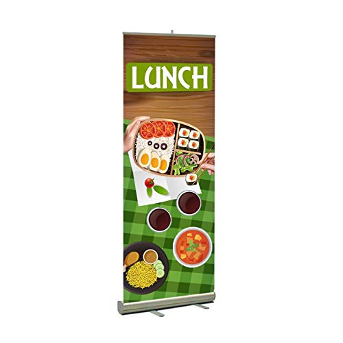 Retractable Restaurant Lunch Sign Banner Stand - Green | Durable & Portable for Cafes, Diners & Food Trucks