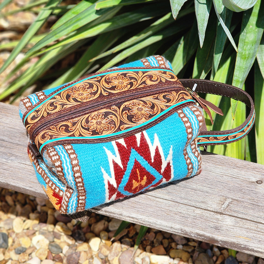 American Darling Turquoise Shave & Makeup Bag - Waterproof Travel Cosmetic Organizer for Women, Perfect for Gym, Vacation & Daily Essentials Storage