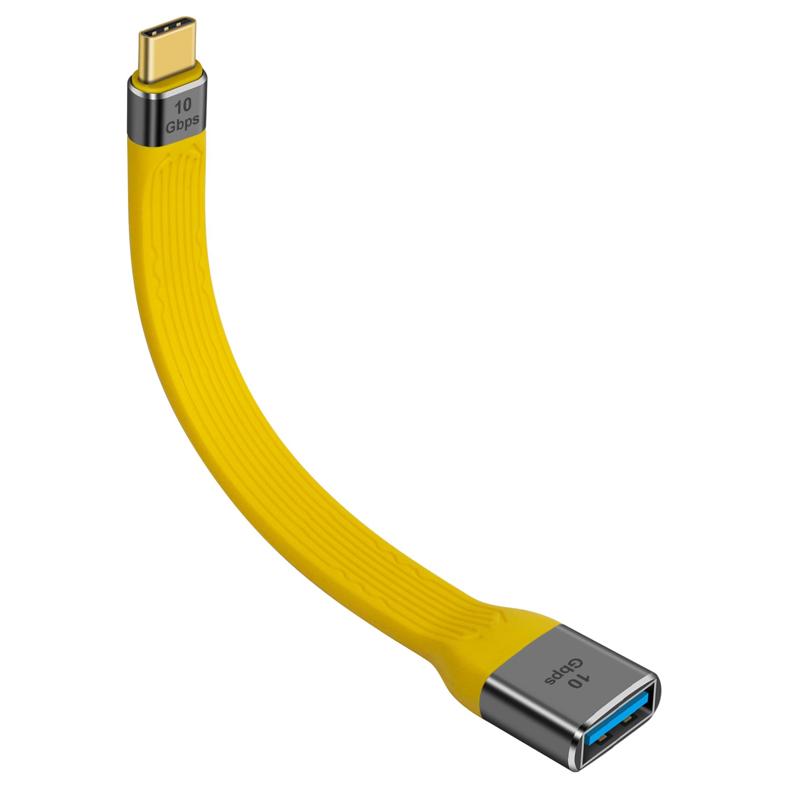Duttek USB C to USB 3.1 Gen 2 Cable 10Gbps - Short 12cm USB C Male to USB A Female OTG Adapter - Fast Charging & Data Sync for MacBook Pro, Samsung Galaxy - Perfect for Travel, Office & Home Use (Yellow)