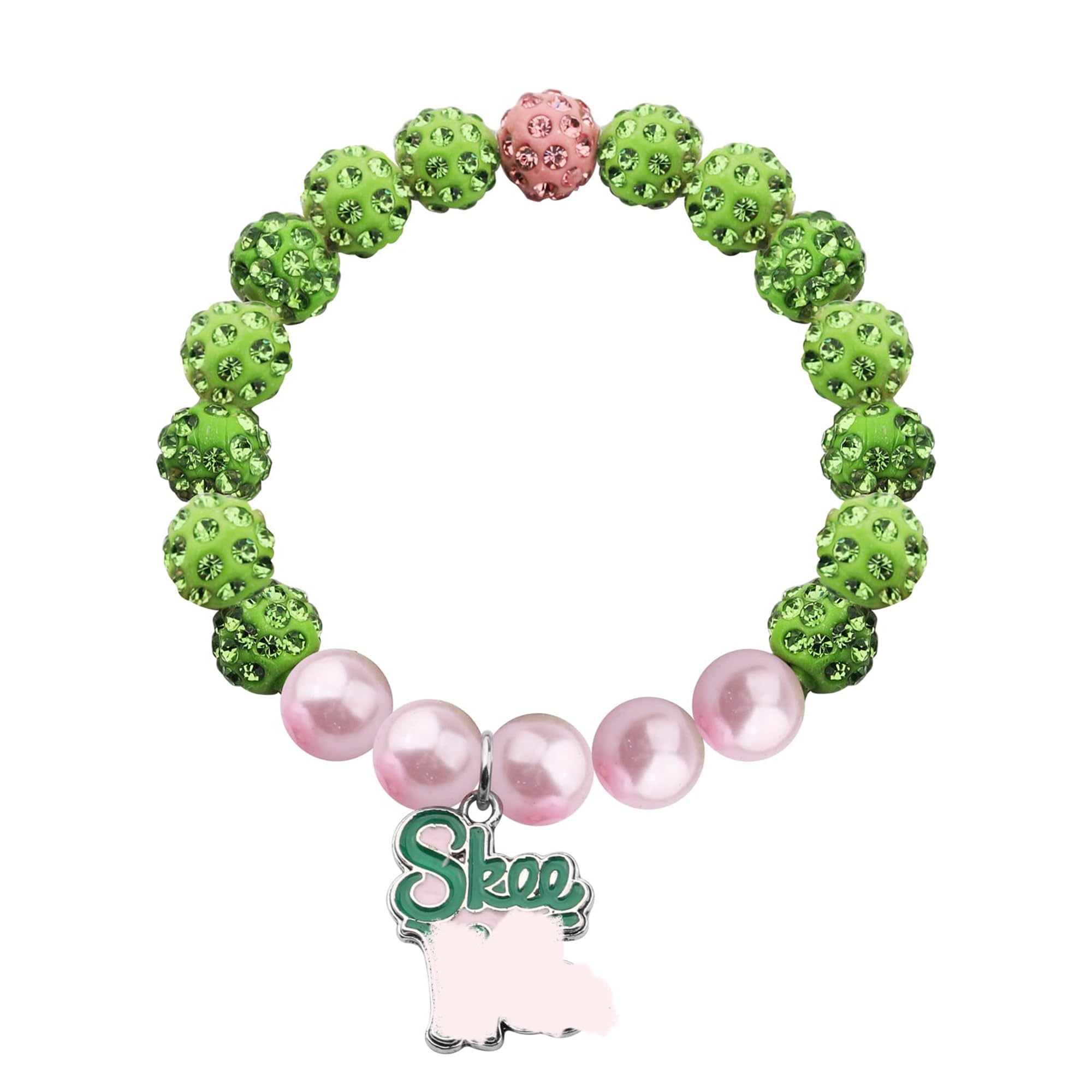 POTIY Sorority Graduation Gift - Pink and Green Beaded Bracelet for Women | Sisterhood Jewelry, College Graduation Accessories | Perfect for Greek Life Events, Graduation Parties & Sister Gifts