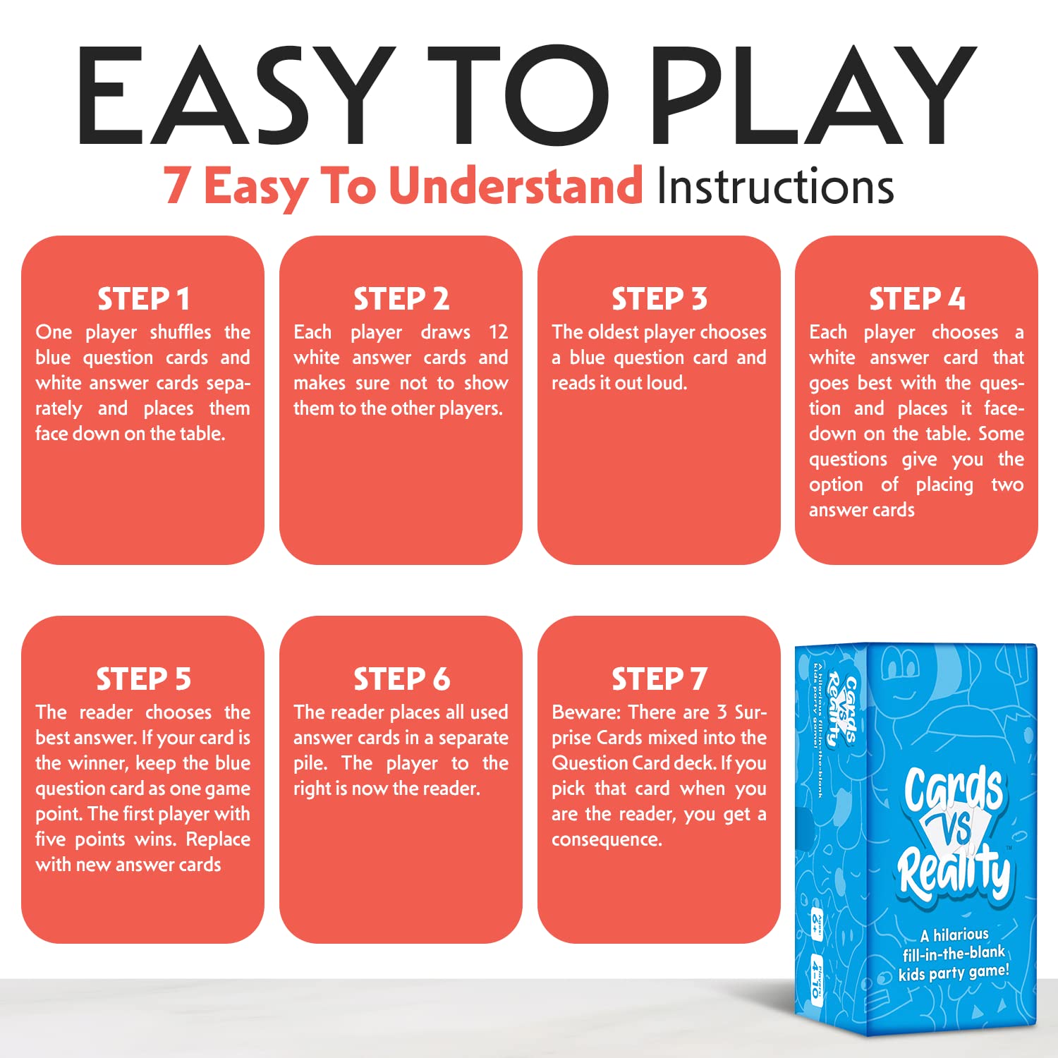 Cards Vs Reality Party Game for Kids & Families - Fun Fill-in-The-Blank Activity for Game Nights | Perfect Gift for Ages 6+