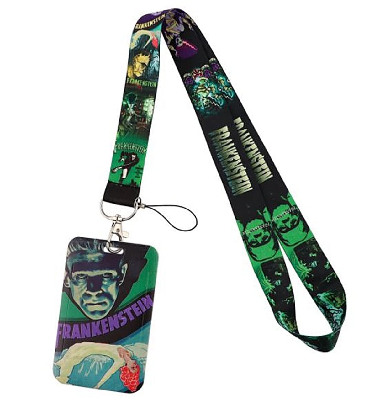 Classic Green Monster Horror Character Themed Lanyard with ID Holder & Keychain - Perfect for Halloween Costumes, Horror Conventions, and Scary Movie Events
