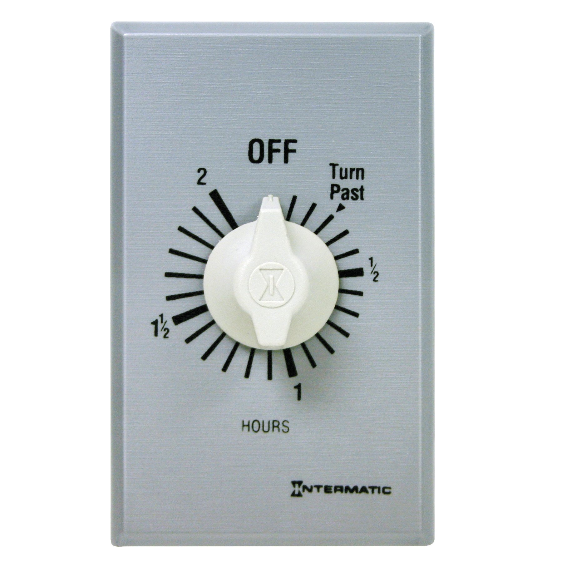 Intermatic FF2H 2-Hour Spring Loaded Wall Timer SPST No Hold - Universal Energy Saving Timer for Lights, Fans & Appliances - Automatic On/Off Control with Brushed Metal Finish - Perfect for Home, Office & Outdoor Use