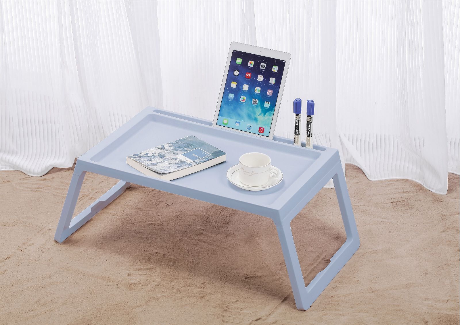 Foldable Laptop Bed Desk with Adjustable Height - Portable Home Office Workstation for Notebook, Reading & Breakfast in Bed (Blue) - Perfect for Remote Work, Study & Relaxation