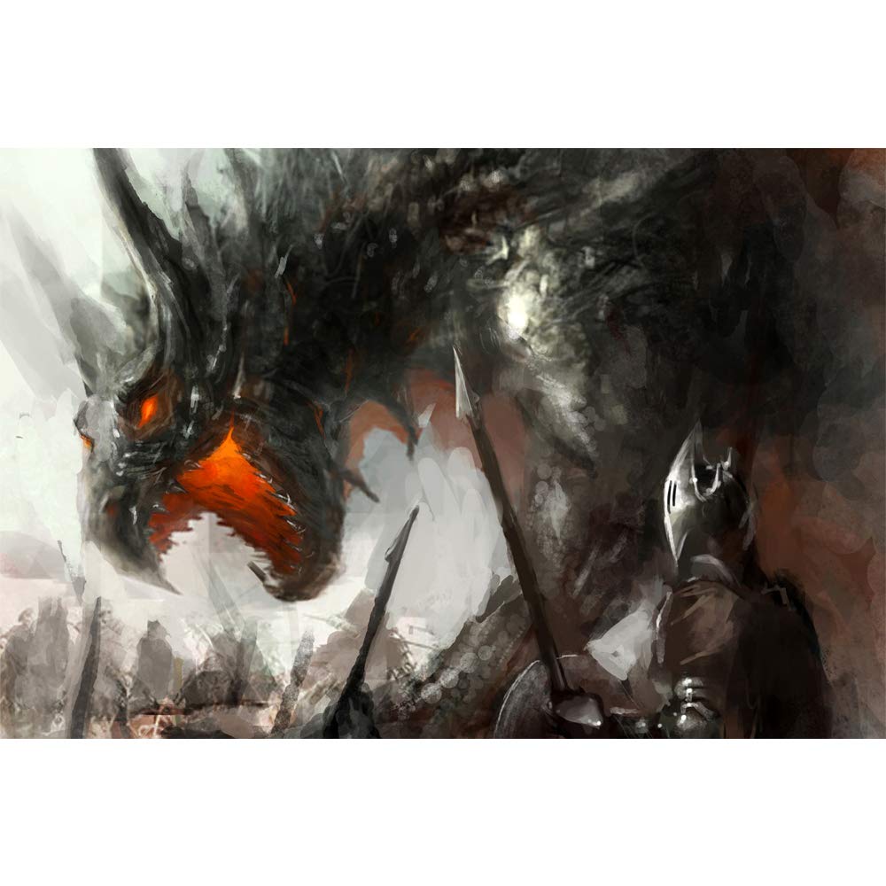 Dark Evil Dragon Removable Wallpaper - Peel and Stick Wall Mural for Bedroom Decor (66x96 inches) | Gothic Fantasy Theme, Home Theater Accent Wall, Game Room Decor
