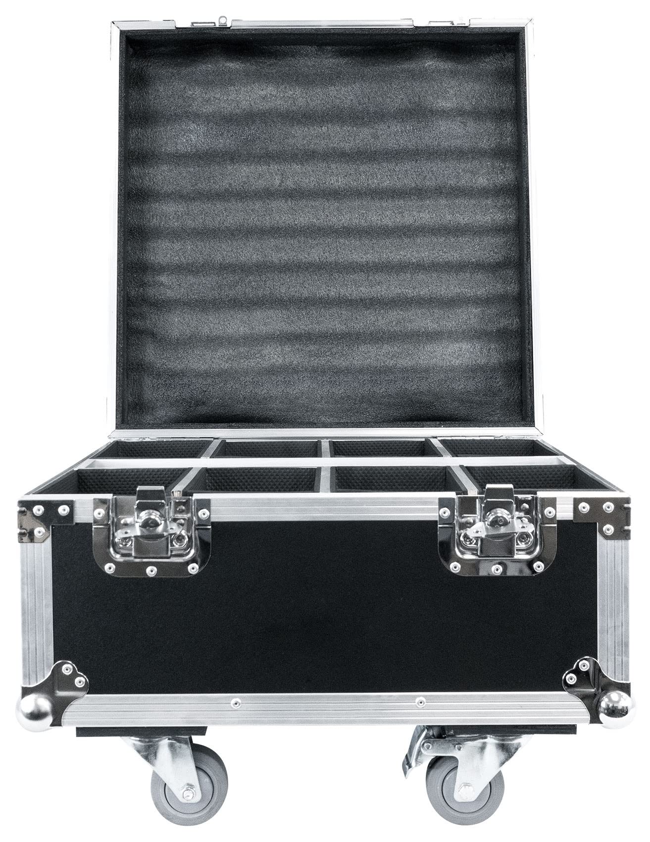 Rockville 8-Slot Battery PAR 6RF Lights Charging Road Case - Durable Travel Storage & Charging Solution for Stage Lighting, DJ Equipment, and Event Productions