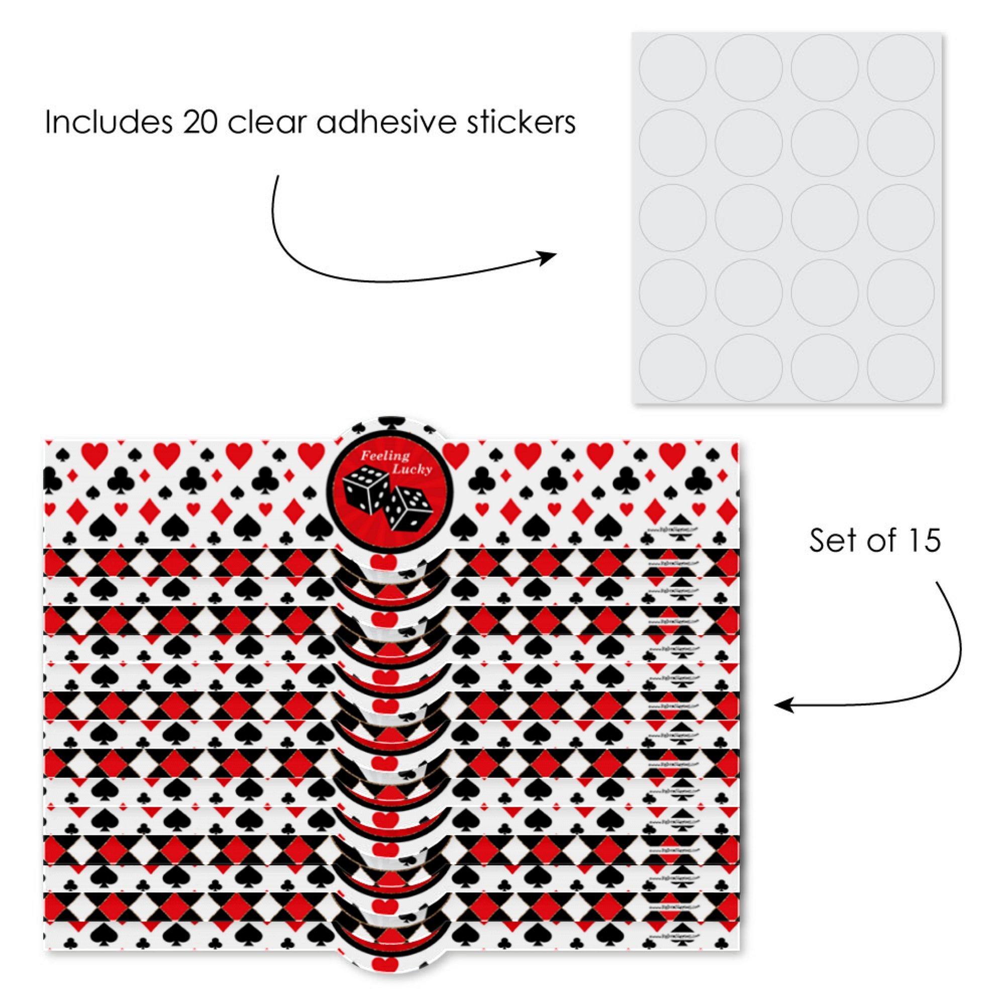 Big Dot of Happiness Las Vegas Casino Party Supplies - DIY Decorations & Favors Set of 15 - Perfect for Casino Themed Parties, Birthdays & Vegas Nights