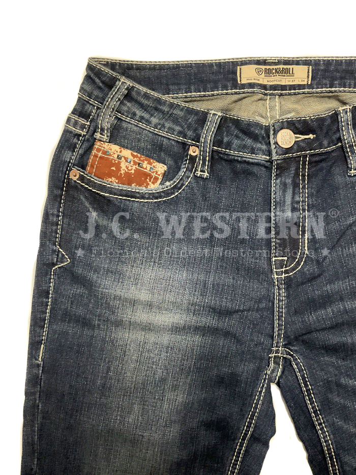 Vintage Dark Wash Women's Cowhide Bootcut Jeans - Mid Rise Rock & Roll Denim for Casual Wear & Night Out