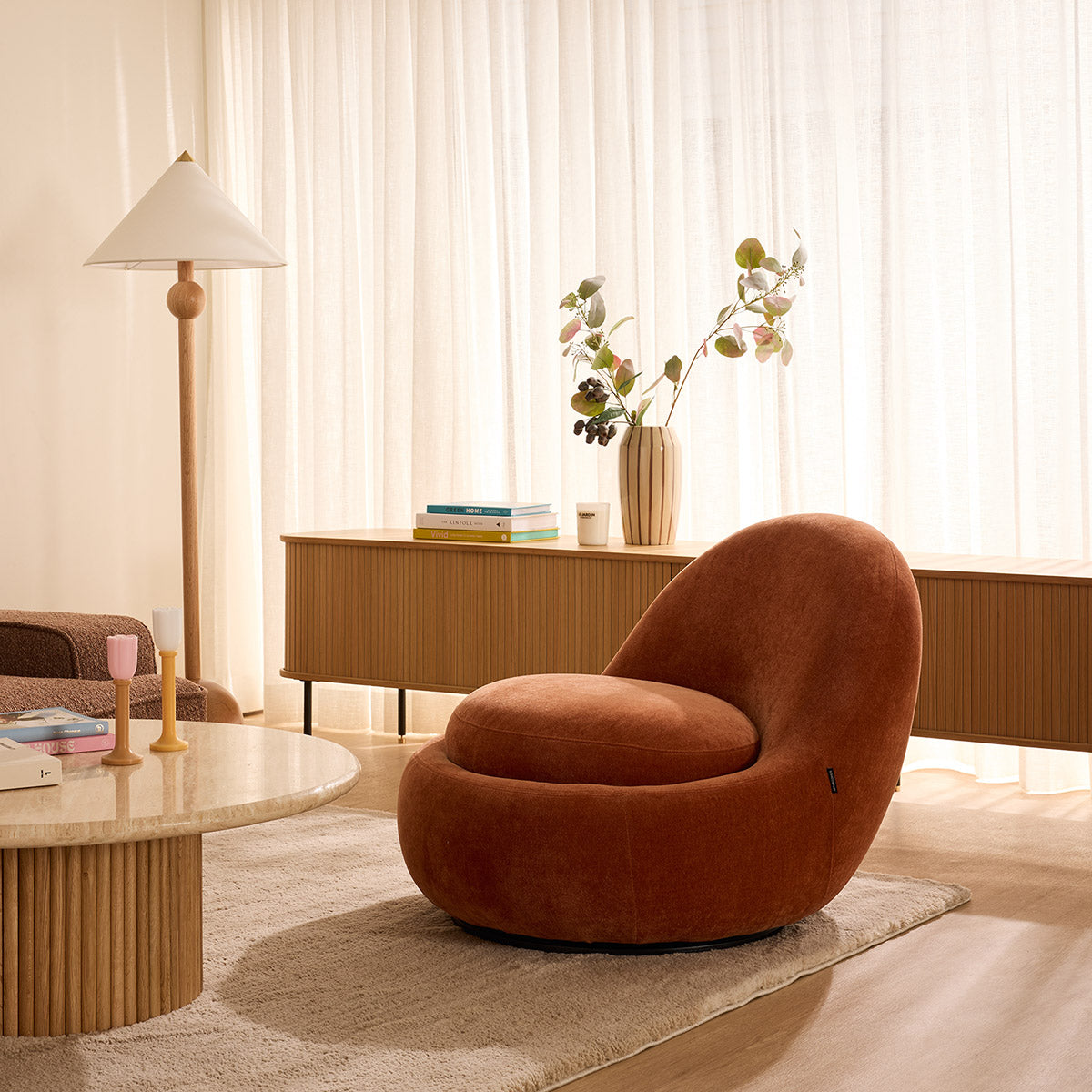 Babette Fabric Swivel Armchair - Modern Living Room Accent Chair with 360° Rotation | Perfect for Home Office, Lounge & Reading Nook