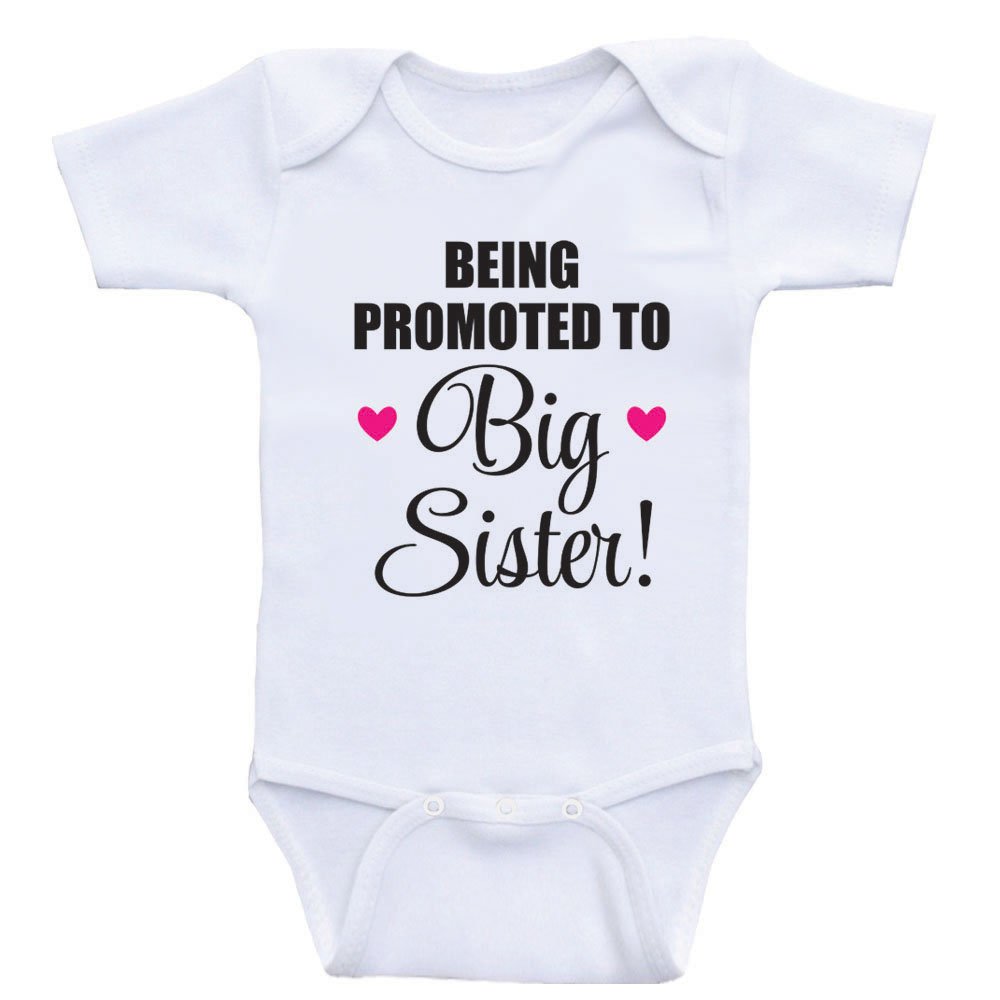 Promoted to Big Sister Baby Bodysuit - Cute Announcement Onesie for New Siblings - Perfect for Gender Reveals & Newborn Photo Shoots