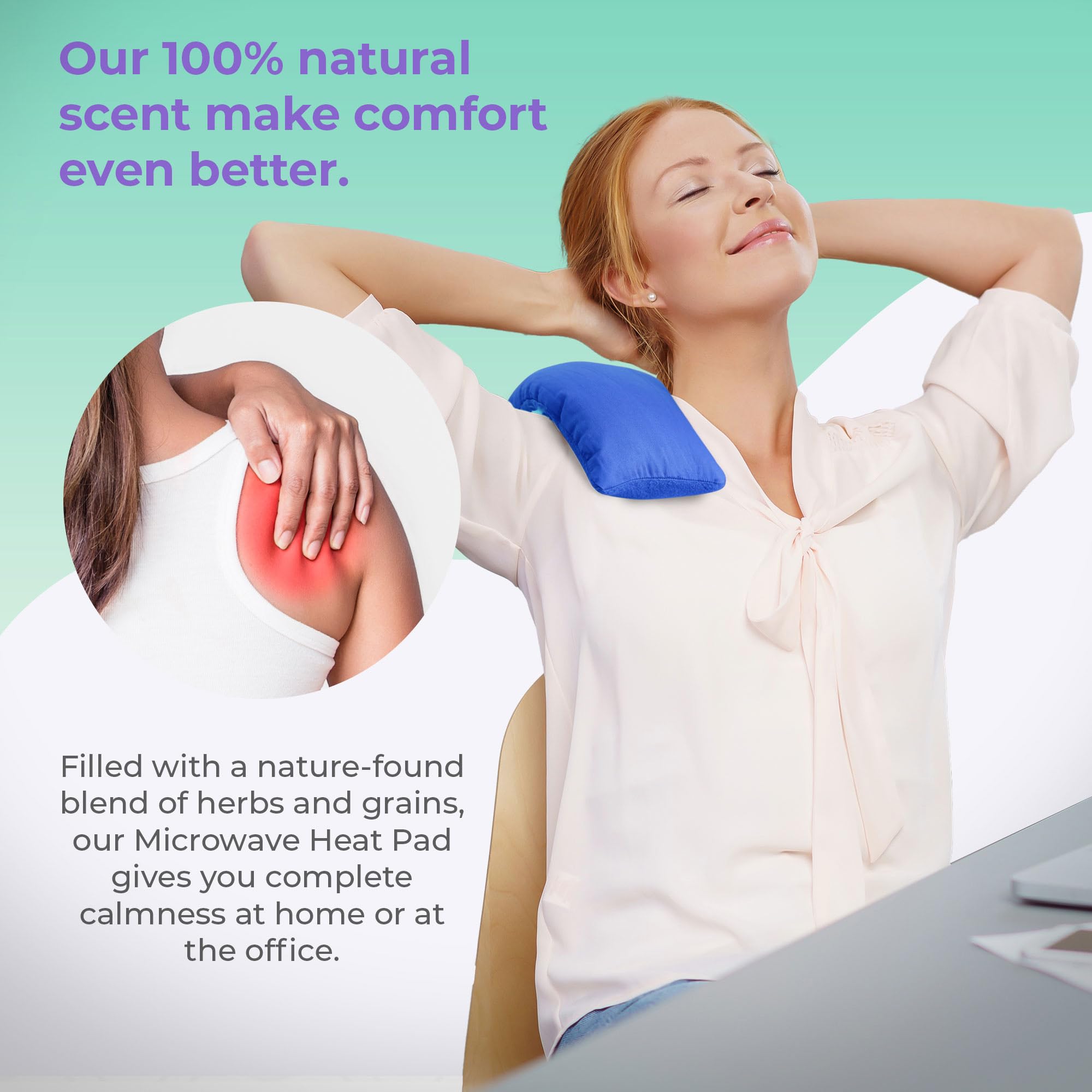 Microwavable Heating Pad for Pain Relief - Hot & Cold Therapy for Joints, Muscles & Cramps - Moist Heat Pad for Back, Shoulder & Neck Pain - Reusable Hot Pack for Home & Office Use - 1 Pack Blue