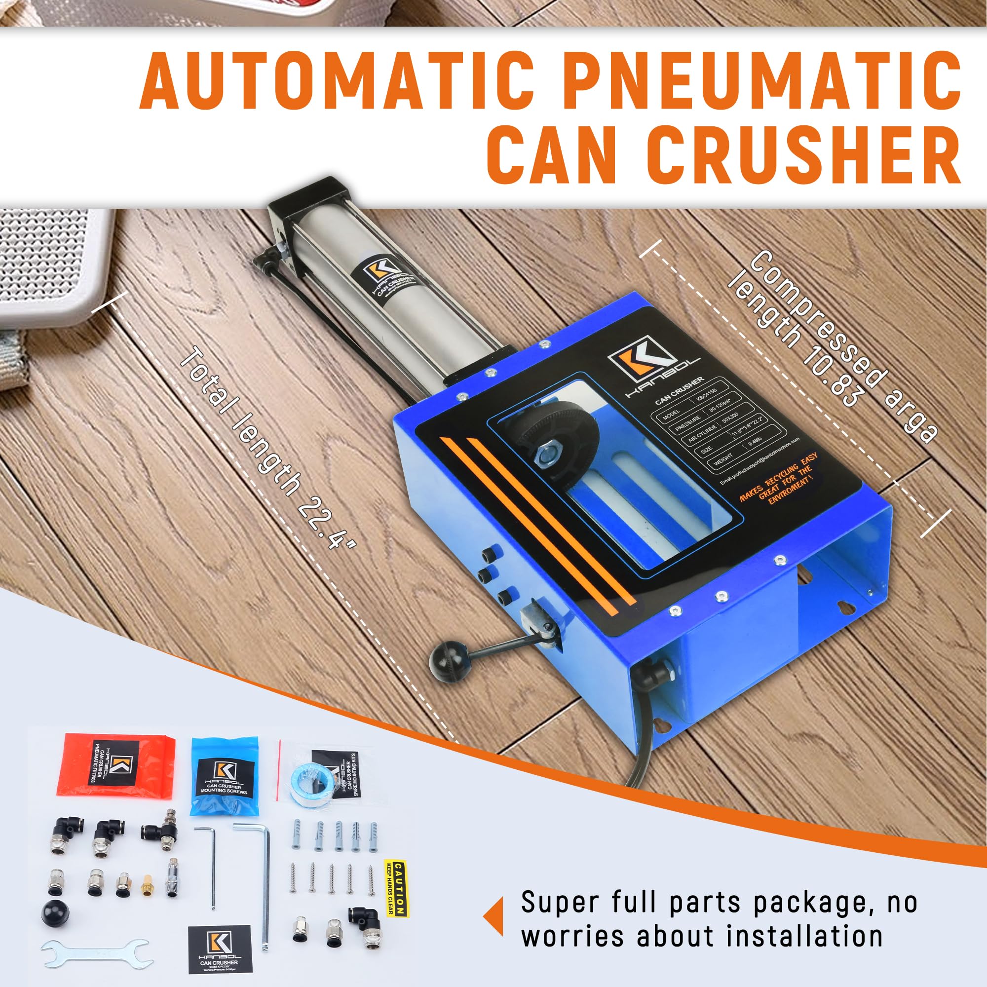 12oz/16oz Automatic Discharge Pneumatic Can Crusher - Wall Mounted Soda Beer Can Smasher & Recycling Tool (Yellow) - Perfect for Home Bars, Garages, and Eco-Friendly Recycling Stations