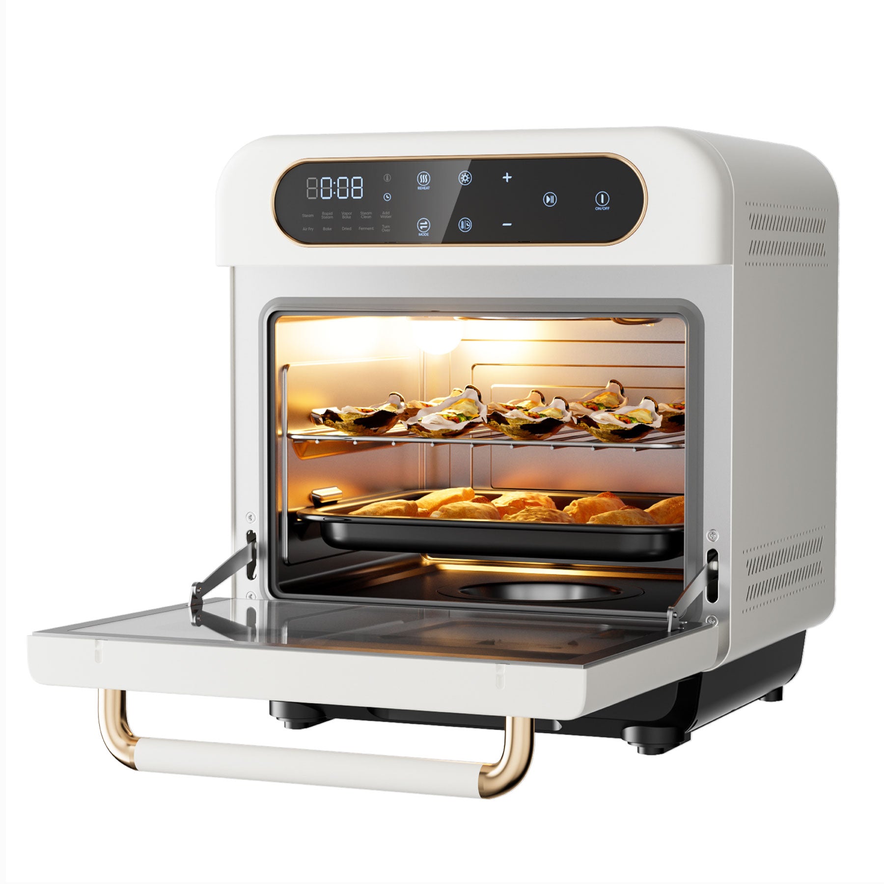 Ciarra Nosh 8-in-1 Multi-Function Steam Oven with Air Fryer, Roast, Bake & Dehydrate | Compact Countertop Convection Oven in Elegant Ivory Mist | Perfect for Small Kitchens, Dorms & Healthy Cooking