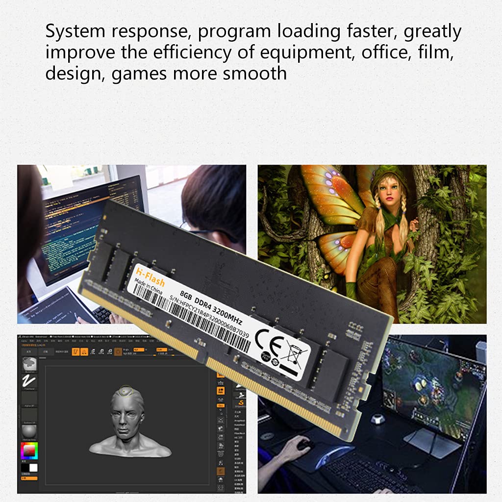 HOOLRZI 8GB DDR4 288-Pin RAM 1.5V Desktop Memory Module - 2133MHz/2400MHz/2666MHz/3200MHz for PC Gaming, Workstation & Home Office Computer Upgrades