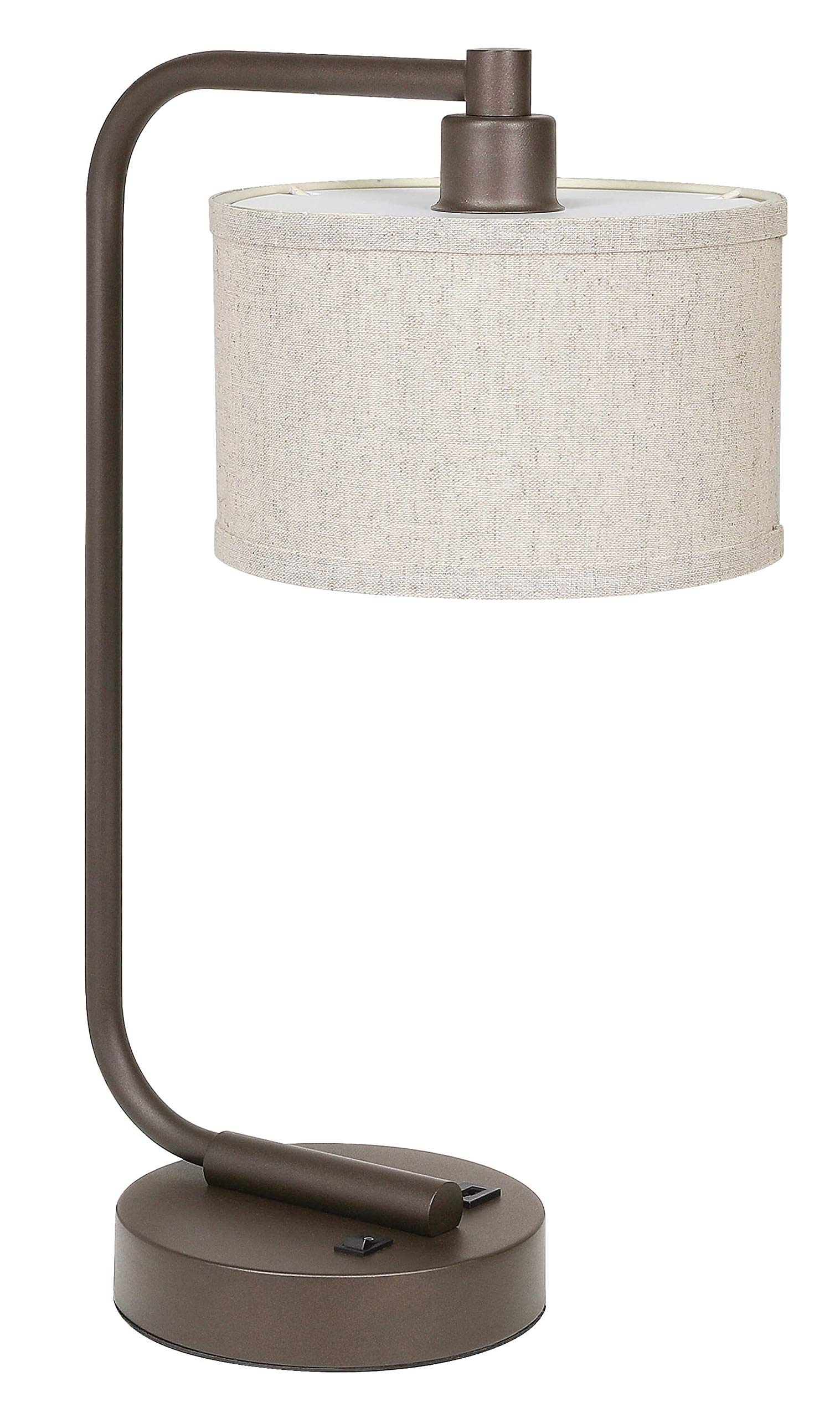 XiNBEi Modern Table Lamp with USB Charging Port & Fabric Shade - Dark Bronze Desk Lamp for Bedroom, Living Room & Office - Nightstand Lighting with Adjustable Brightness (XB-TL1226-DB) | Perfect for Reading, Working & Creating Cozy Ambiance