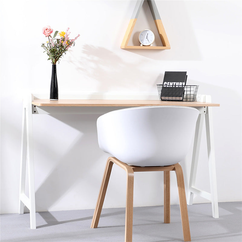 YARA Study Desk 118cm White & Natural - Modern Writing Desk for Home Office, Student Study & Small Space Workstation